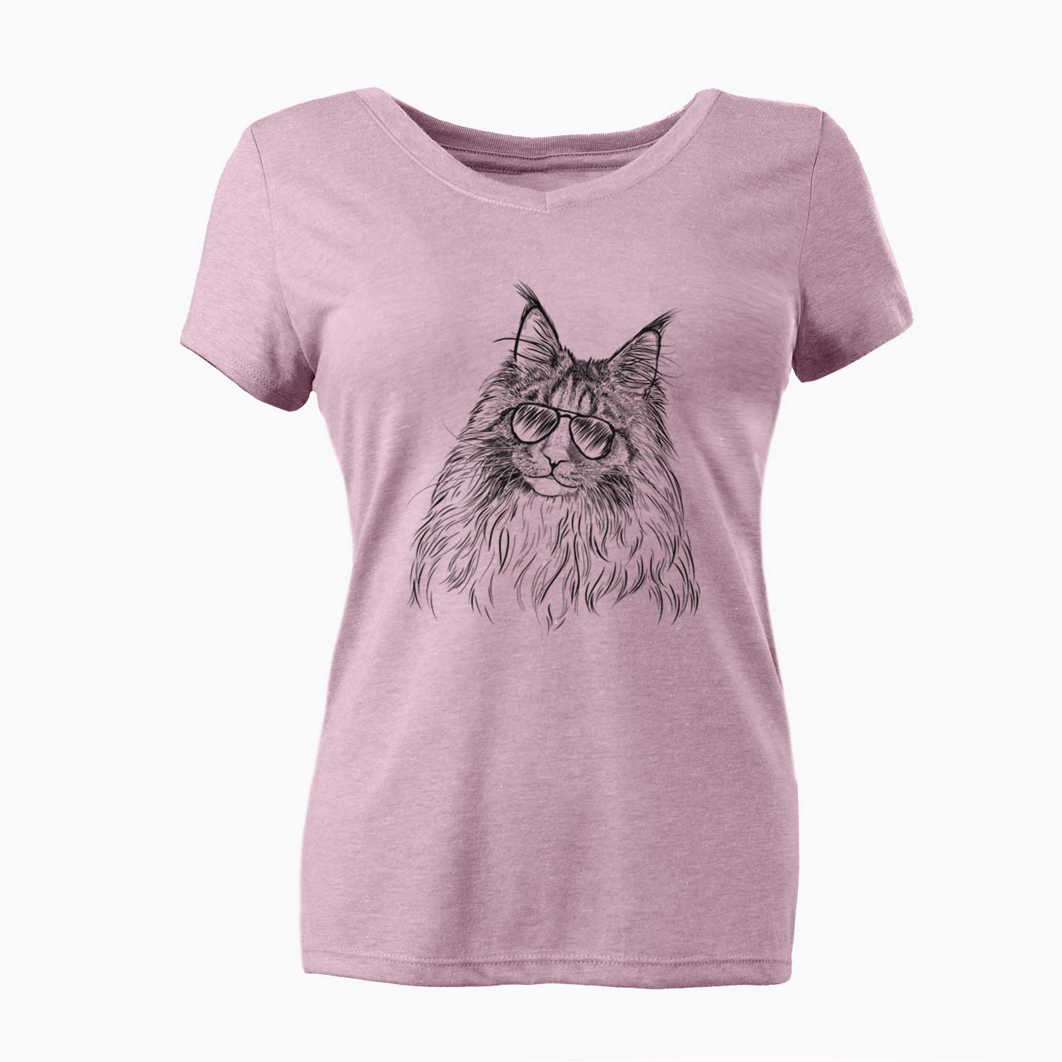 Aviator Kiki the Maine Coon Cat - Women's V-neck Shirt