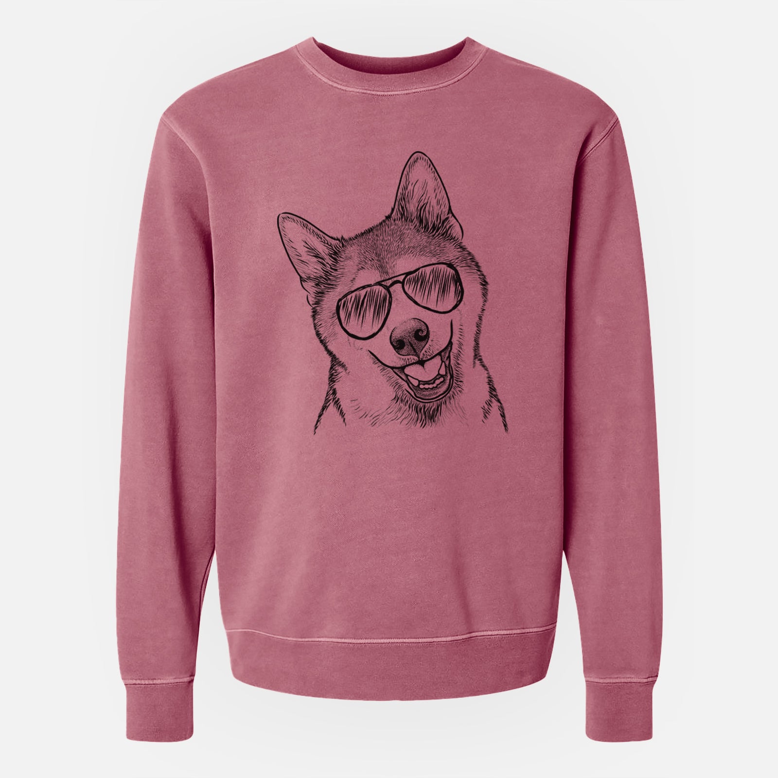 Aviator Koby the Shiba Inu - Unisex Pigment Dyed Crew Sweatshirt
