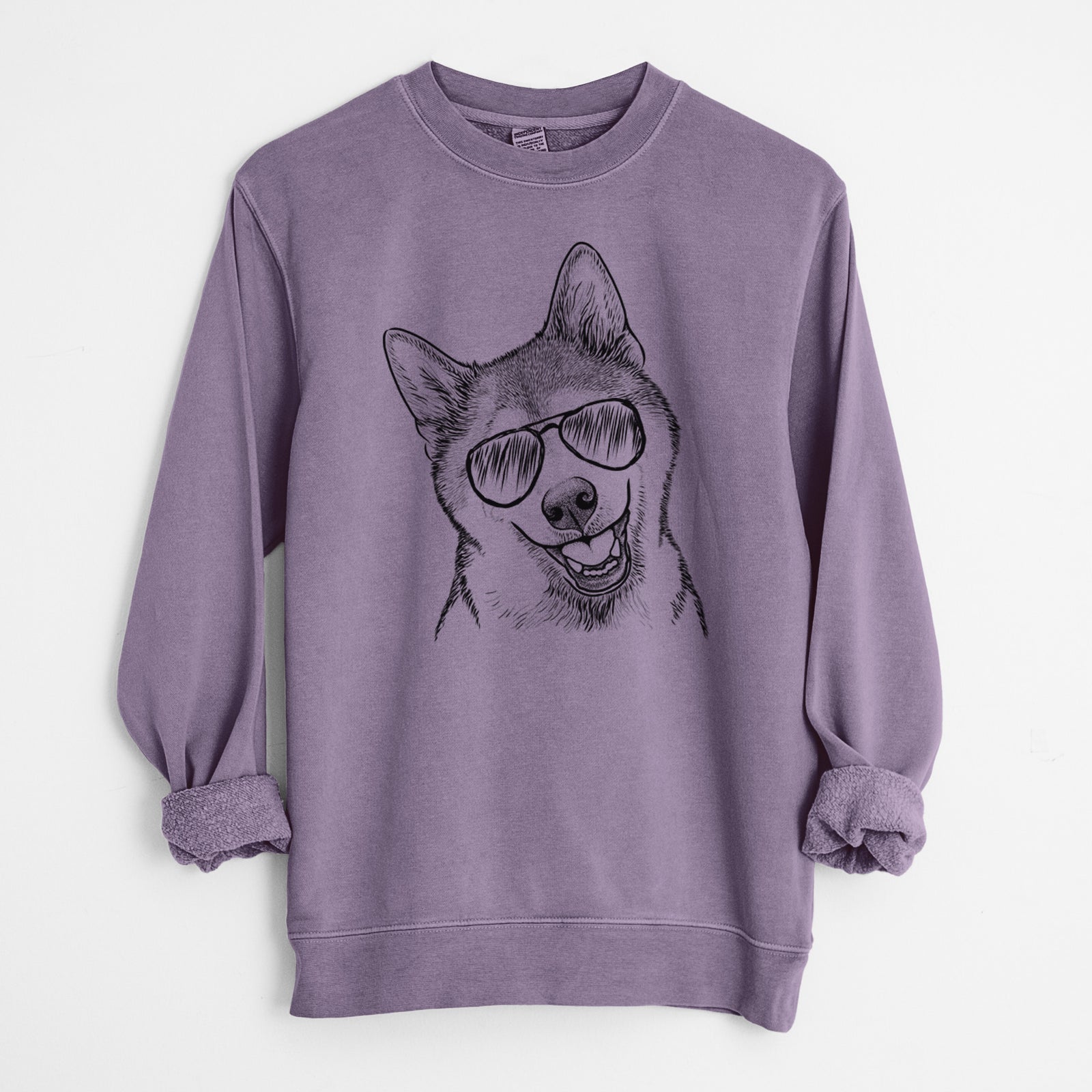 Aviator Koby the Shiba Inu - Unisex Pigment Dyed Crew Sweatshirt