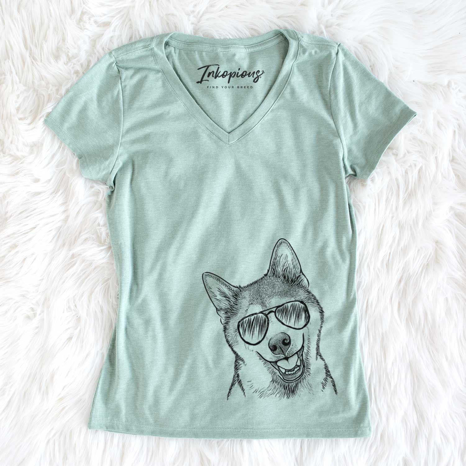 Aviator Koby the Shiba Inu - Women's V-neck Shirt