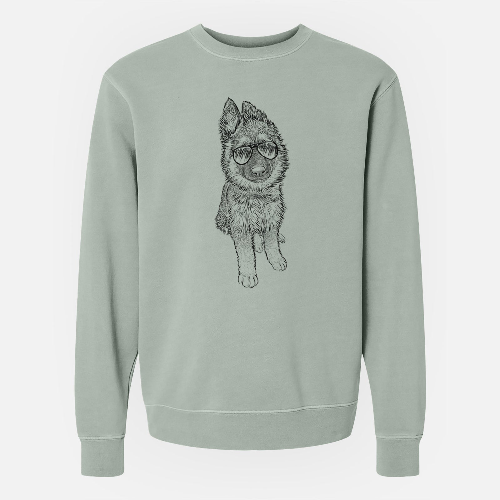 Aviator Kuyo the German Shepherd - Unisex Pigment Dyed Crew Sweatshirt