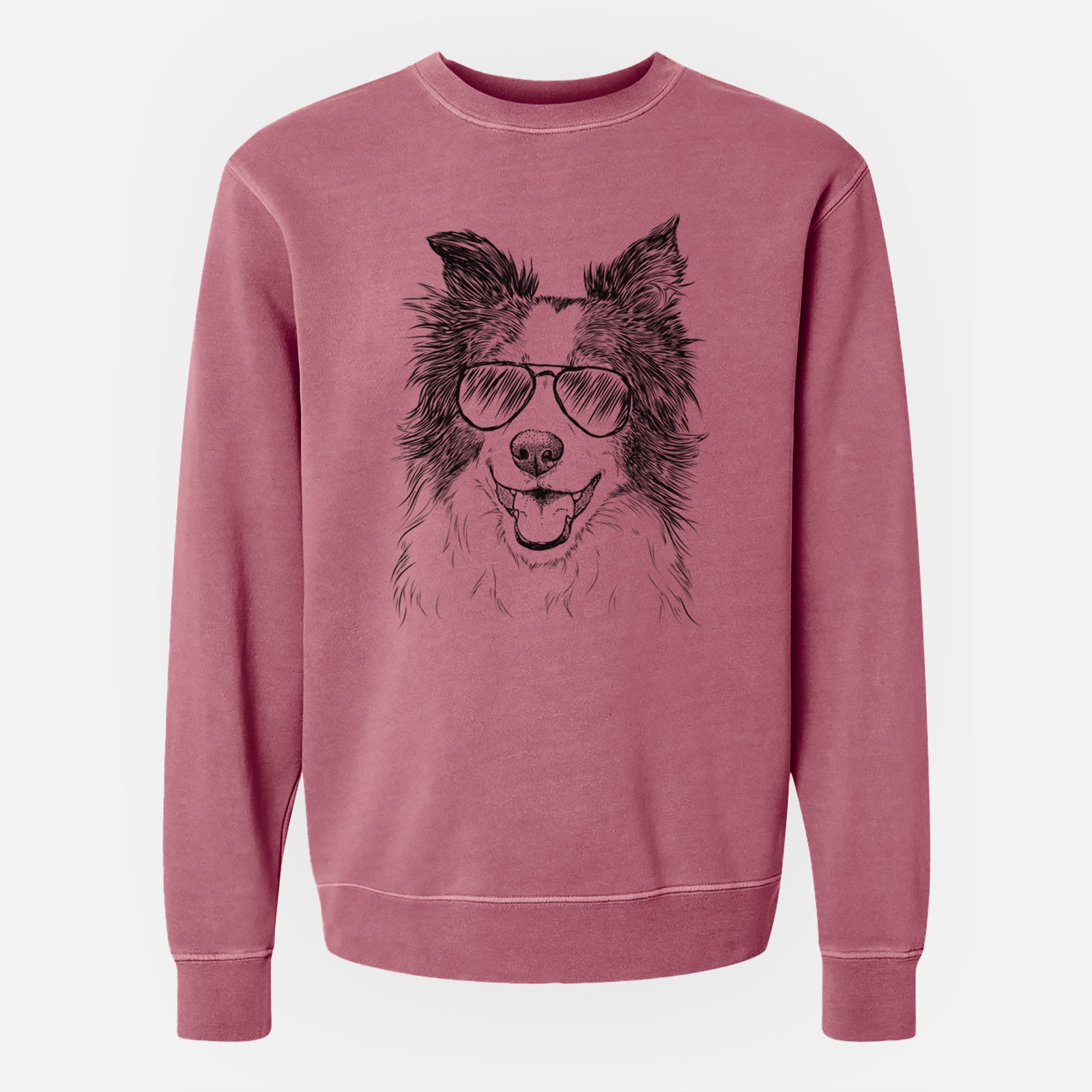 Aviator Kylee the Border Collie - Unisex Pigment Dyed Crew Sweatshirt