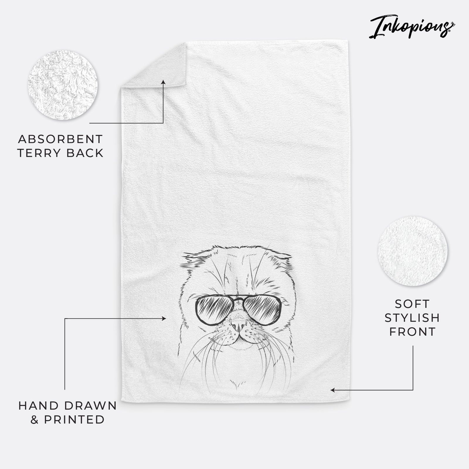 Lina the Exotic Fold Cat Decorative Hand Towel