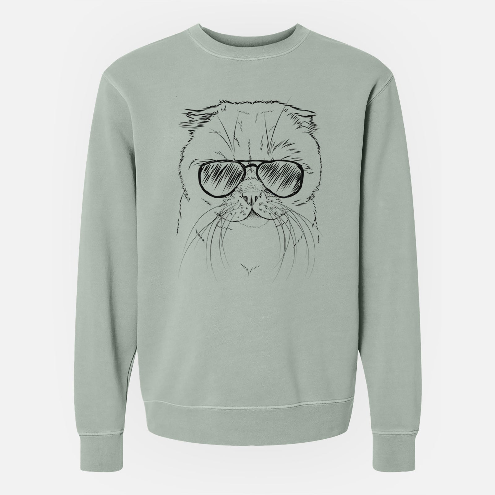 Aviator Lina the Exotic Fold Cat - Unisex Pigment Dyed Crew Sweatshirt