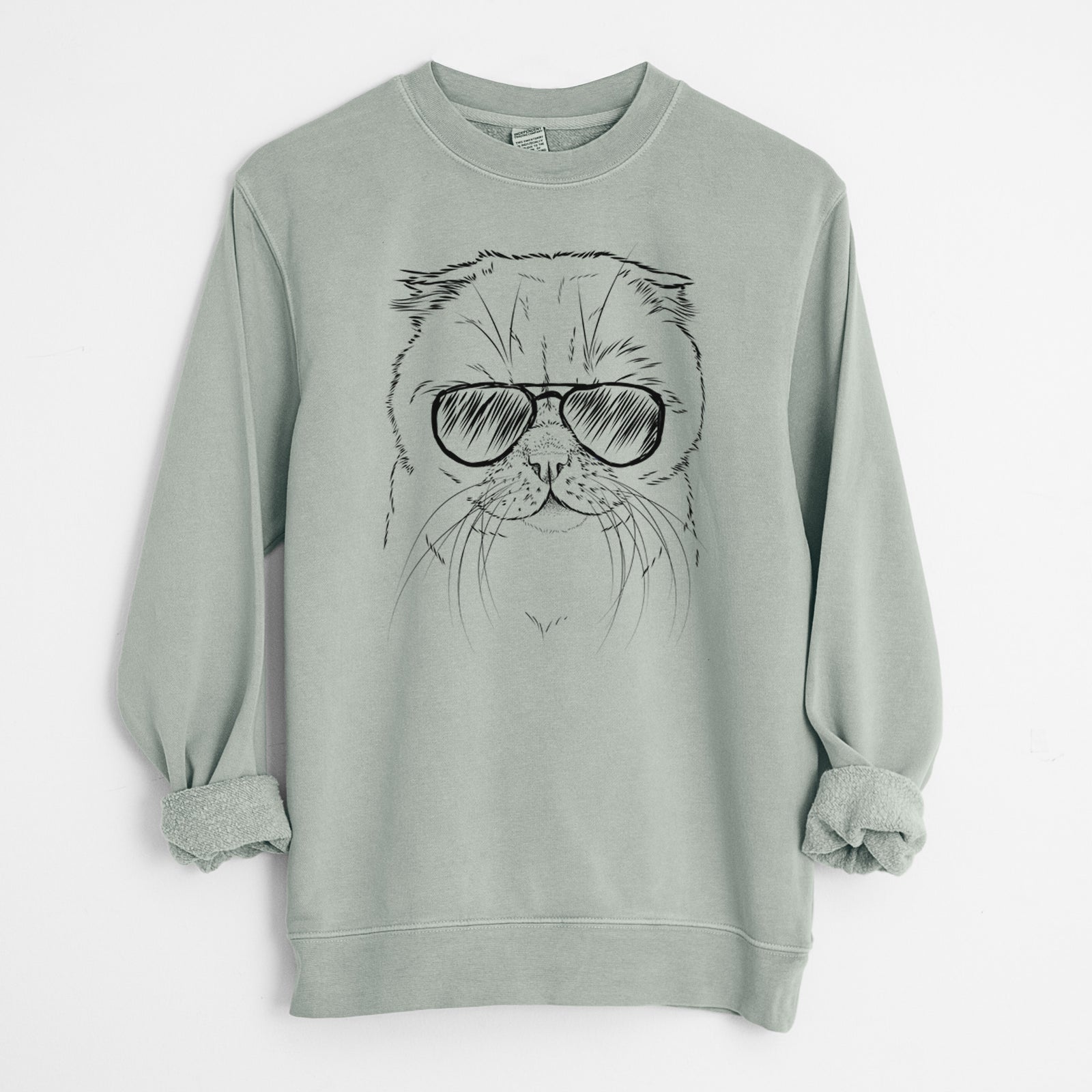 Aviator Lina the Exotic Fold Cat - Unisex Pigment Dyed Crew Sweatshirt
