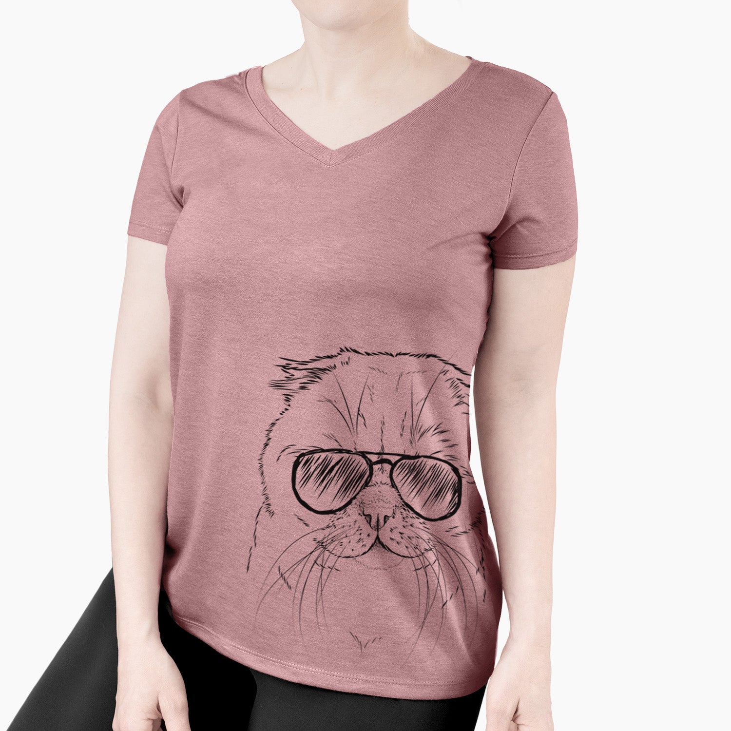 Aviator Lina the Exotic Fold Cat - Women's V-neck Shirt
