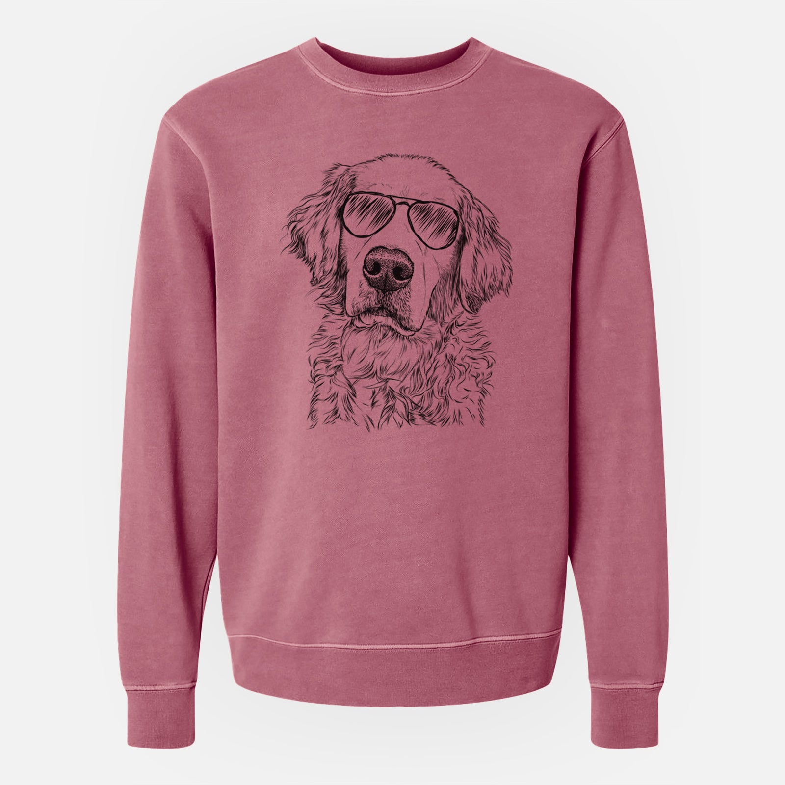 Aviator Loganator the Golden Retriever - Unisex Pigment Dyed Crew Sweatshirt