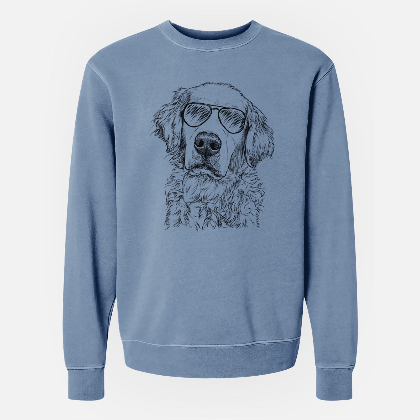 Aviator Loganator the Golden Retriever - Unisex Pigment Dyed Crew Sweatshirt