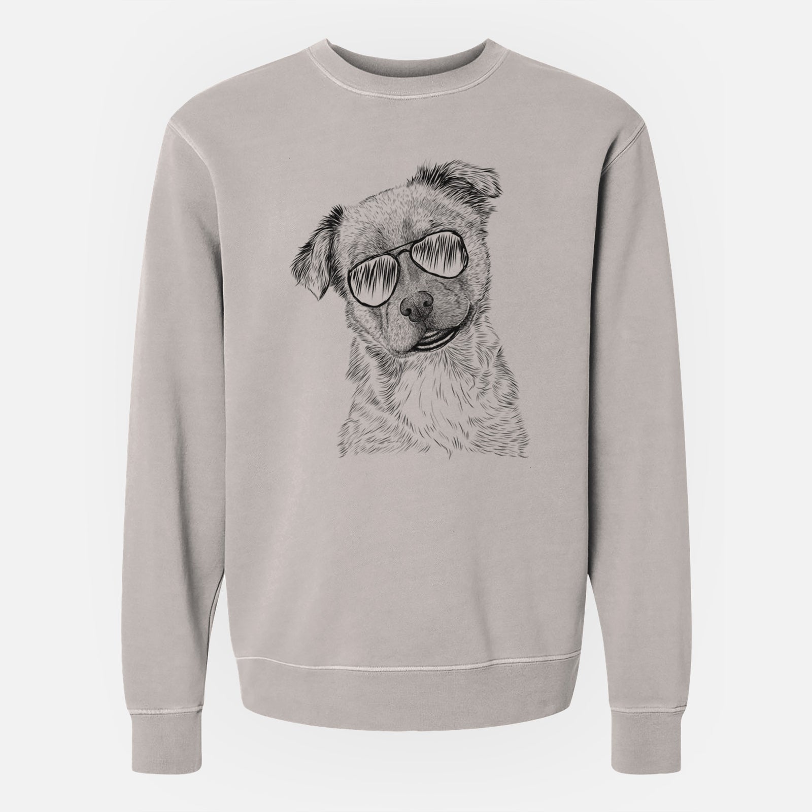 Aviator Loki Bear the Australian Cattle Dog Mix - Unisex Pigment Dyed Crew Sweatshirt