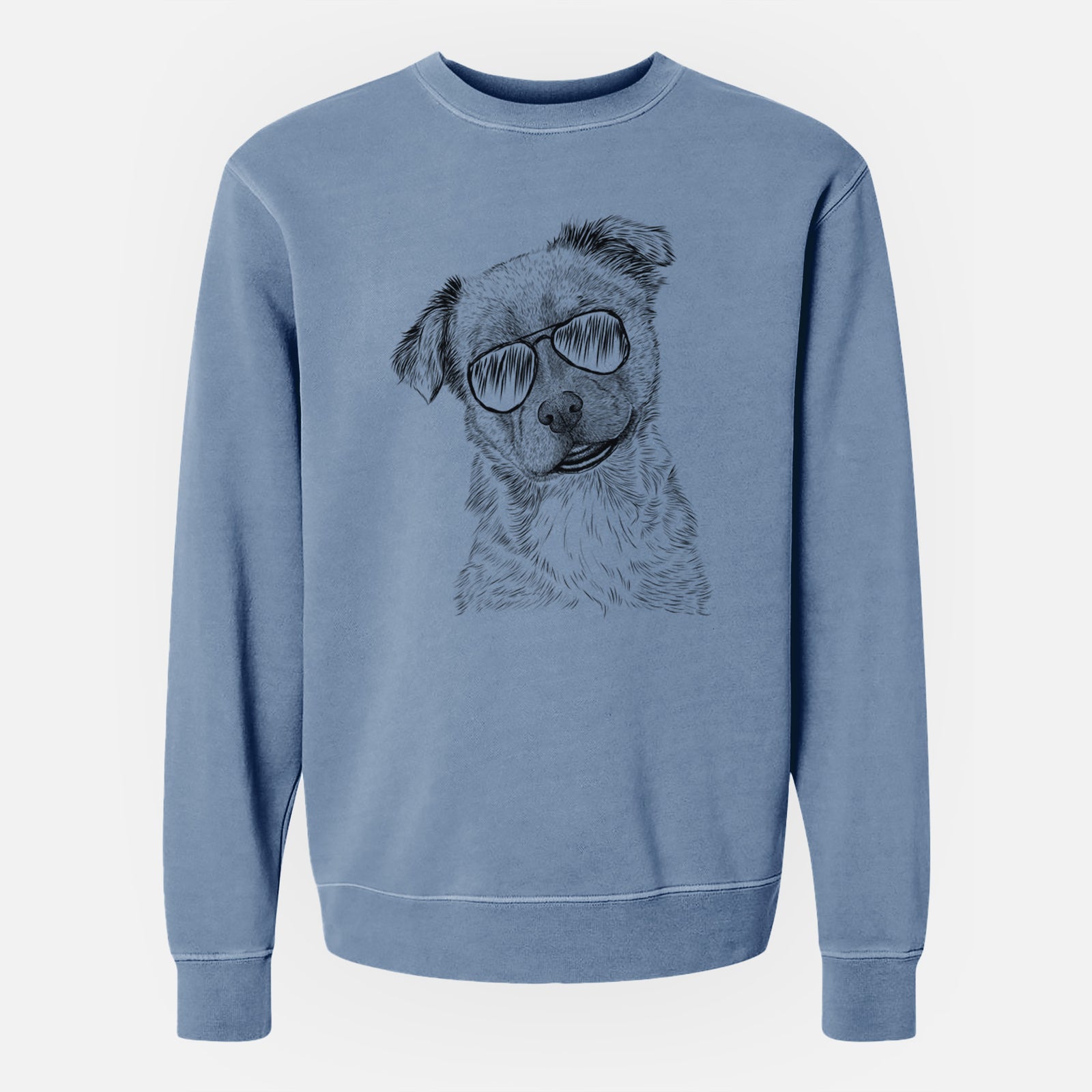 Aviator Loki Bear the Australian Cattle Dog Mix - Unisex Pigment Dyed Crew Sweatshirt