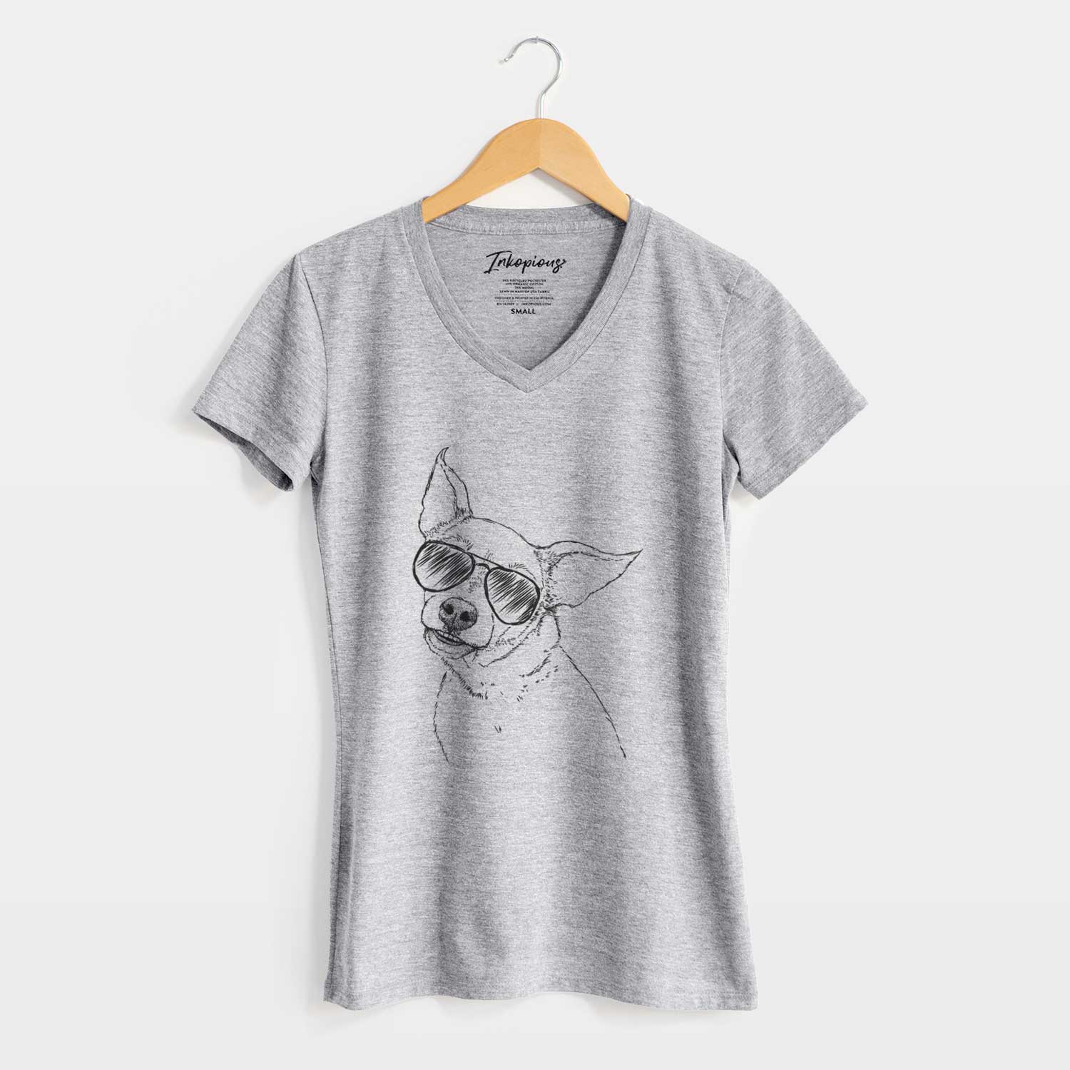 Aviator Lola the Chiweenie - Women's V-neck Shirt