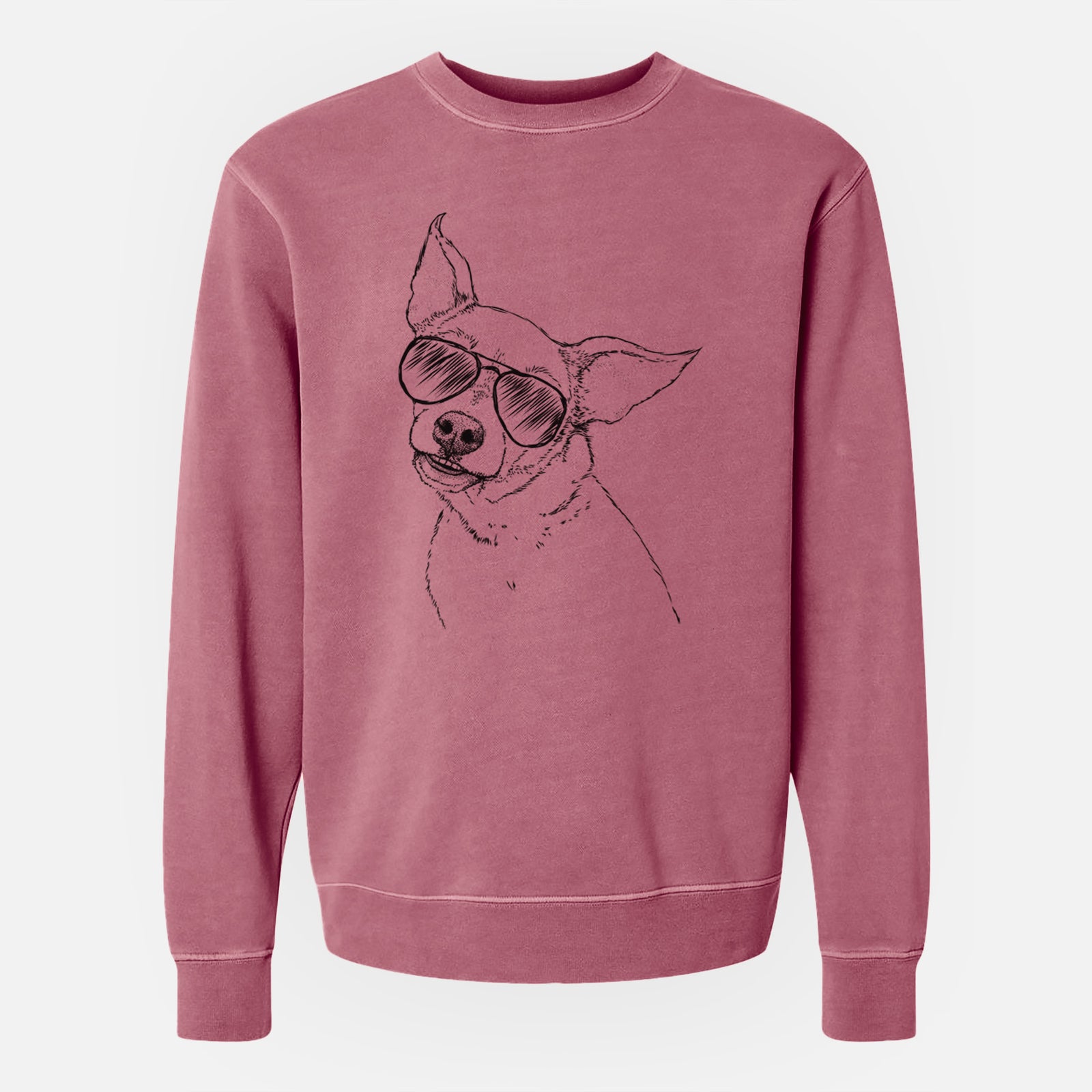 Aviator Lola the Chiweenie - Unisex Pigment Dyed Crew Sweatshirt