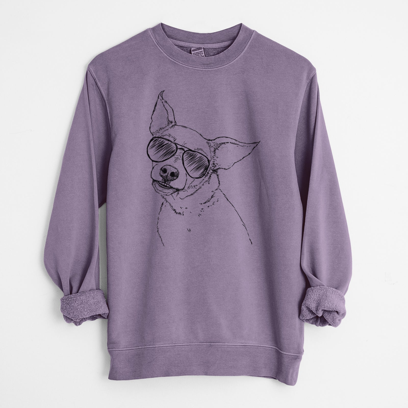 Aviator Lola the Chiweenie - Unisex Pigment Dyed Crew Sweatshirt