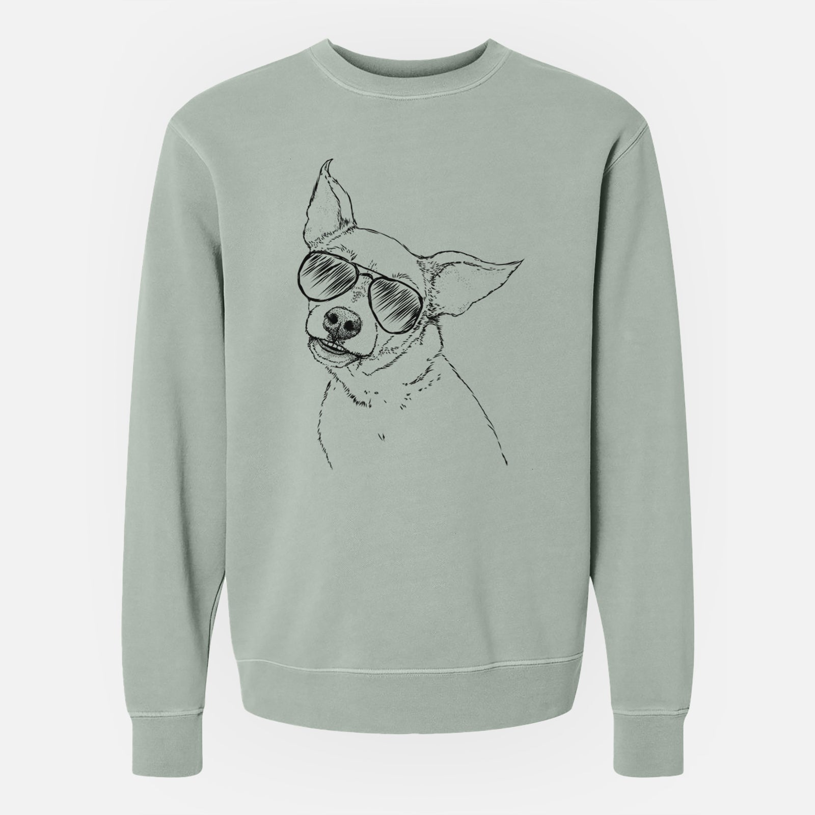 Aviator Lola the Chiweenie - Unisex Pigment Dyed Crew Sweatshirt