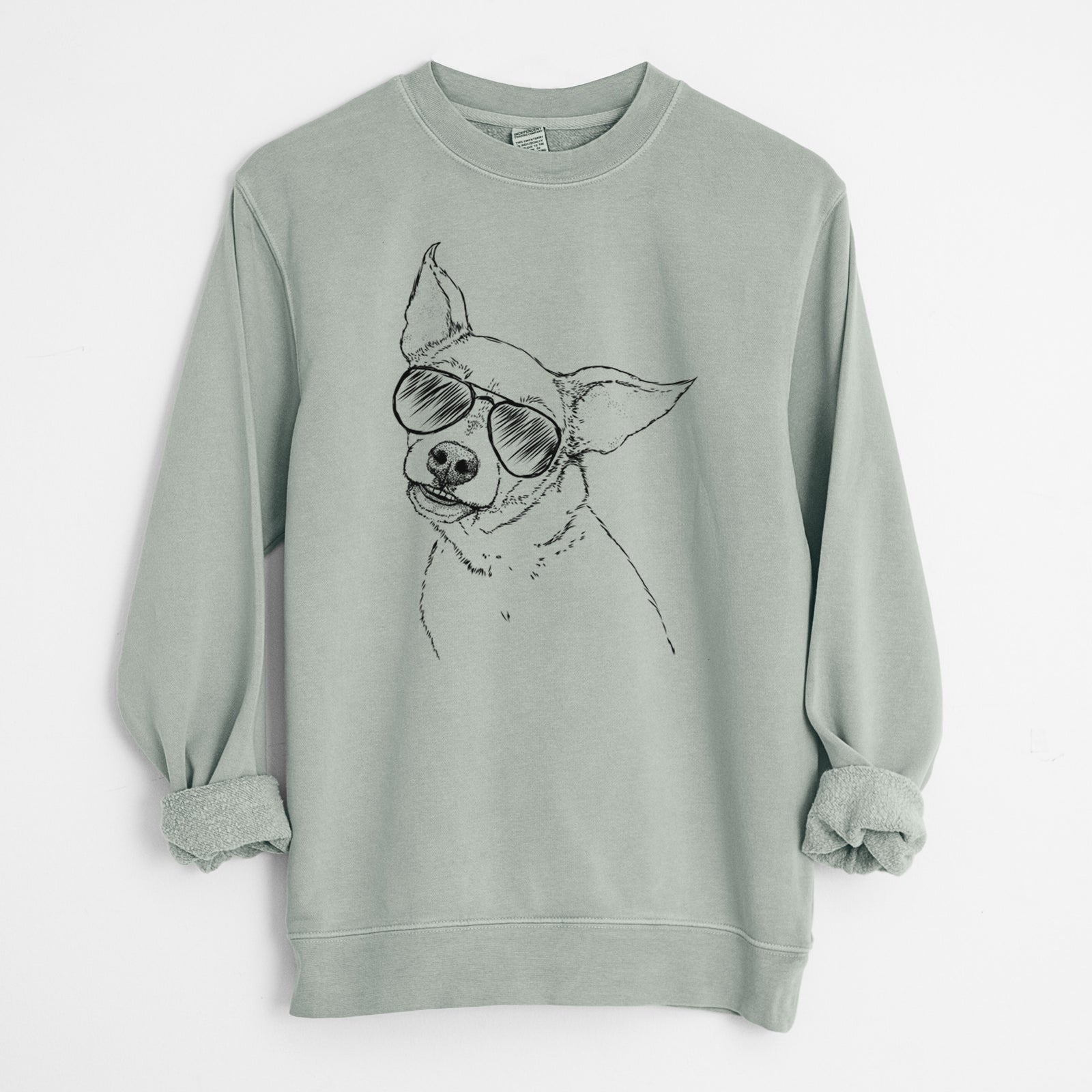 Aviator Lola the Chiweenie - Unisex Pigment Dyed Crew Sweatshirt