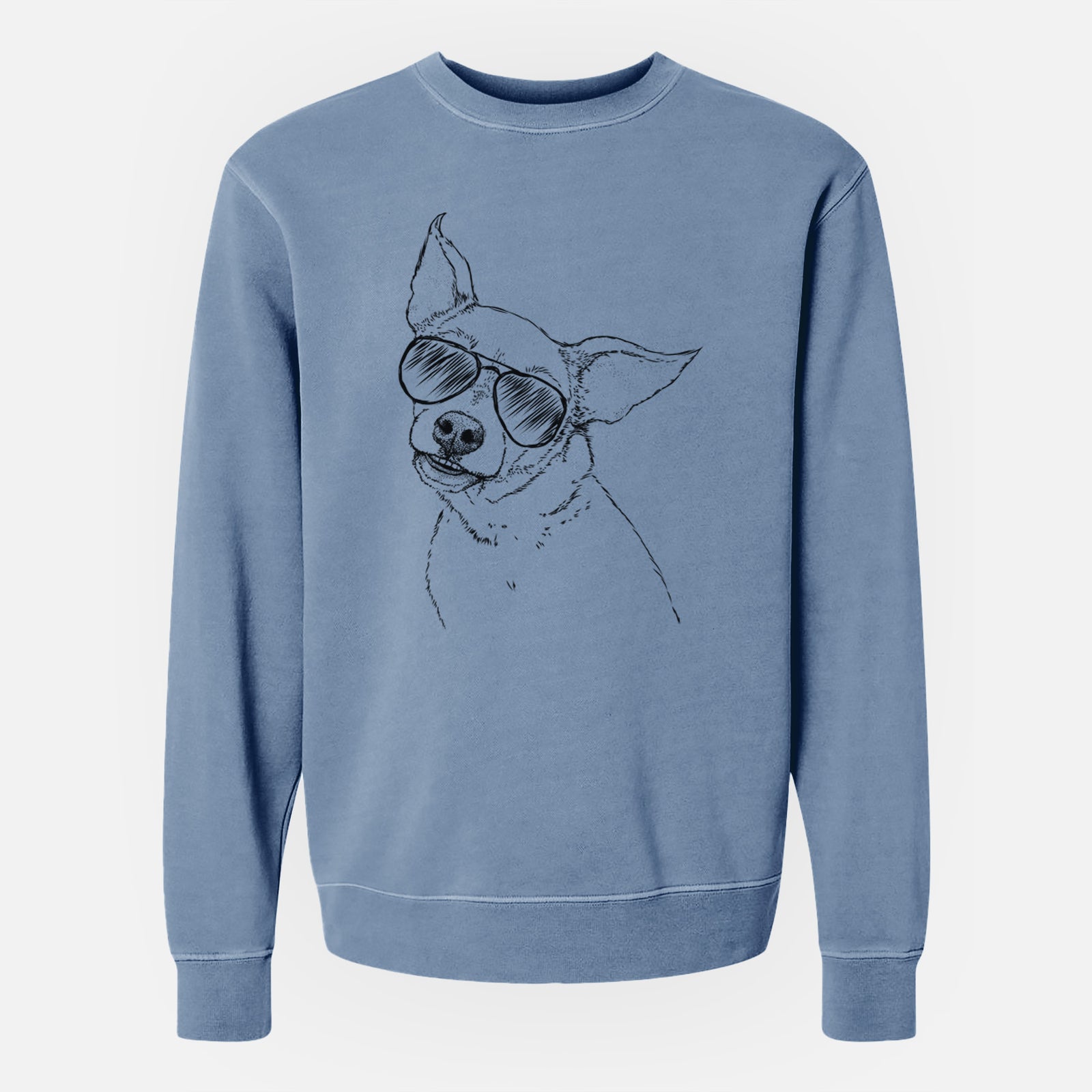 Aviator Lola the Chiweenie - Unisex Pigment Dyed Crew Sweatshirt