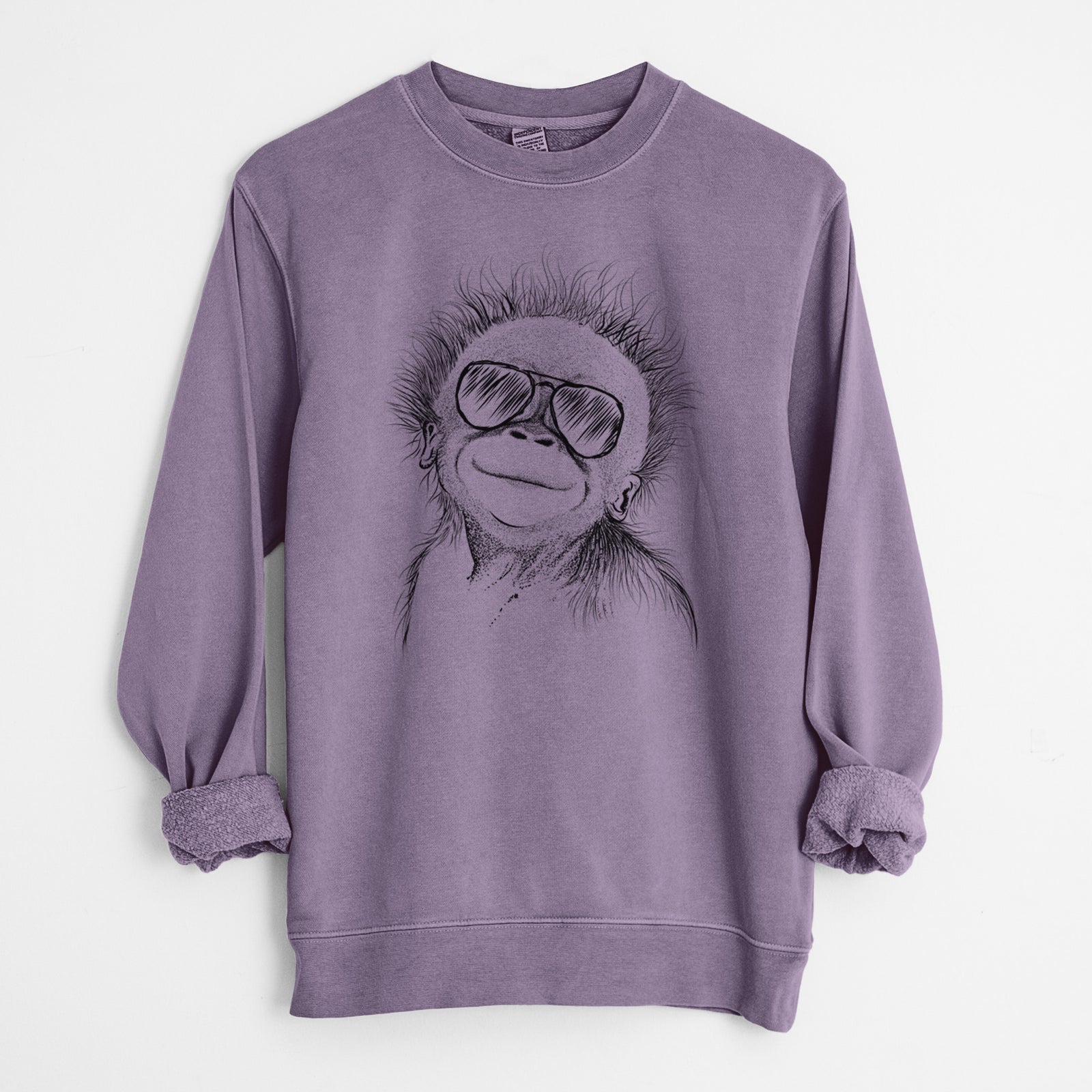 Aviator Louie the Baby Orangutan - Unisex Pigment Dyed Crew Sweatshirt