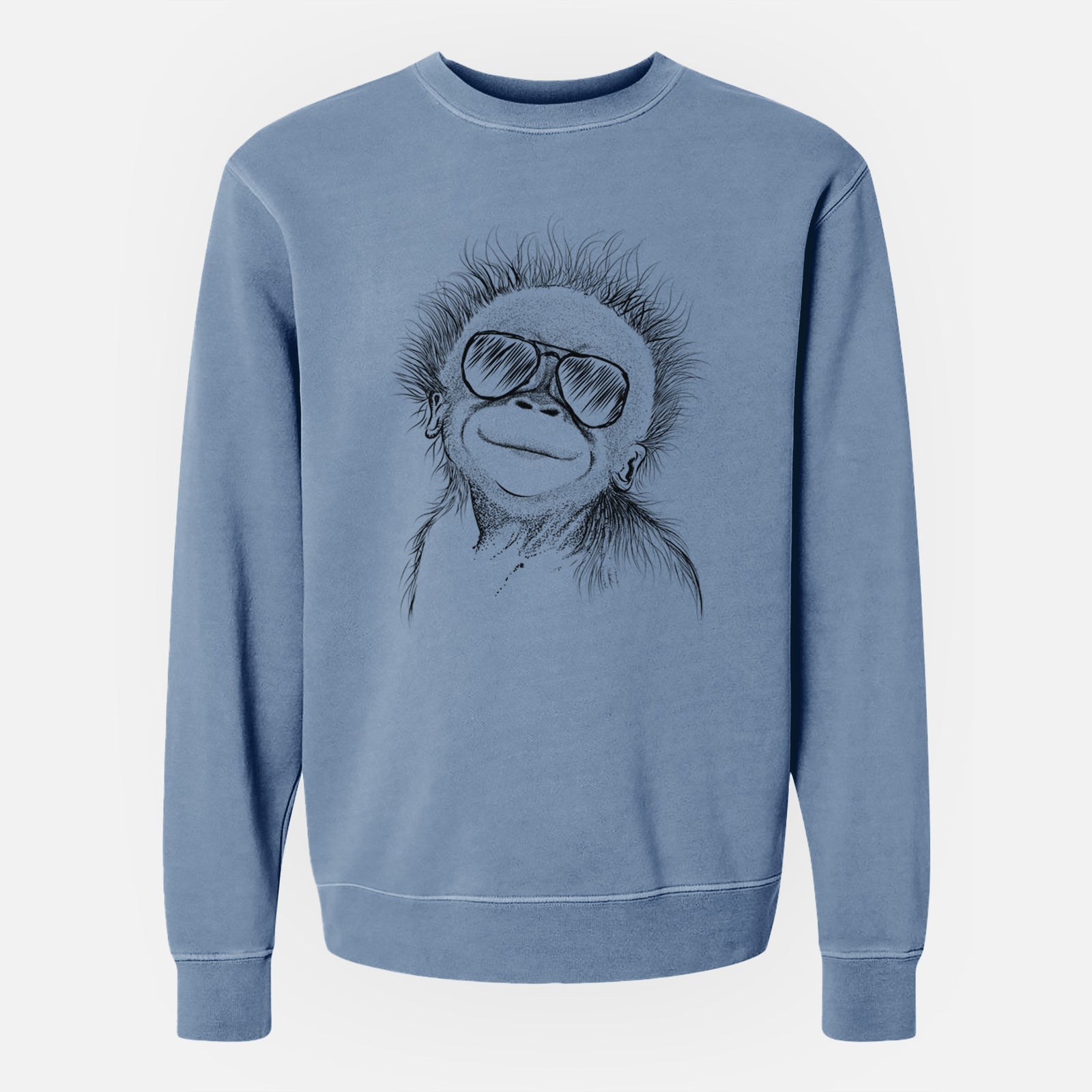 Aviator Louie the Baby Orangutan - Unisex Pigment Dyed Crew Sweatshirt