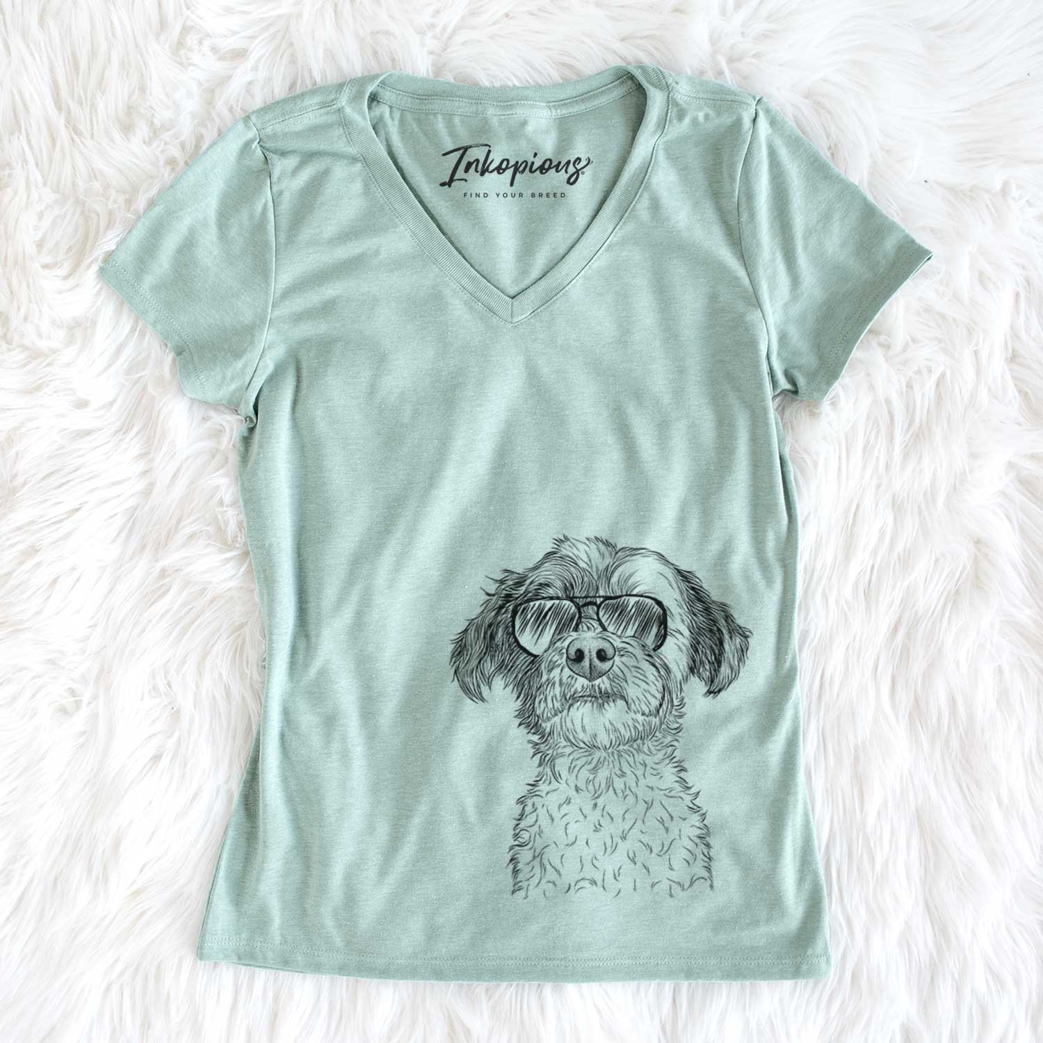 Aviator Louise the Havanese - Women's V-neck Shirt