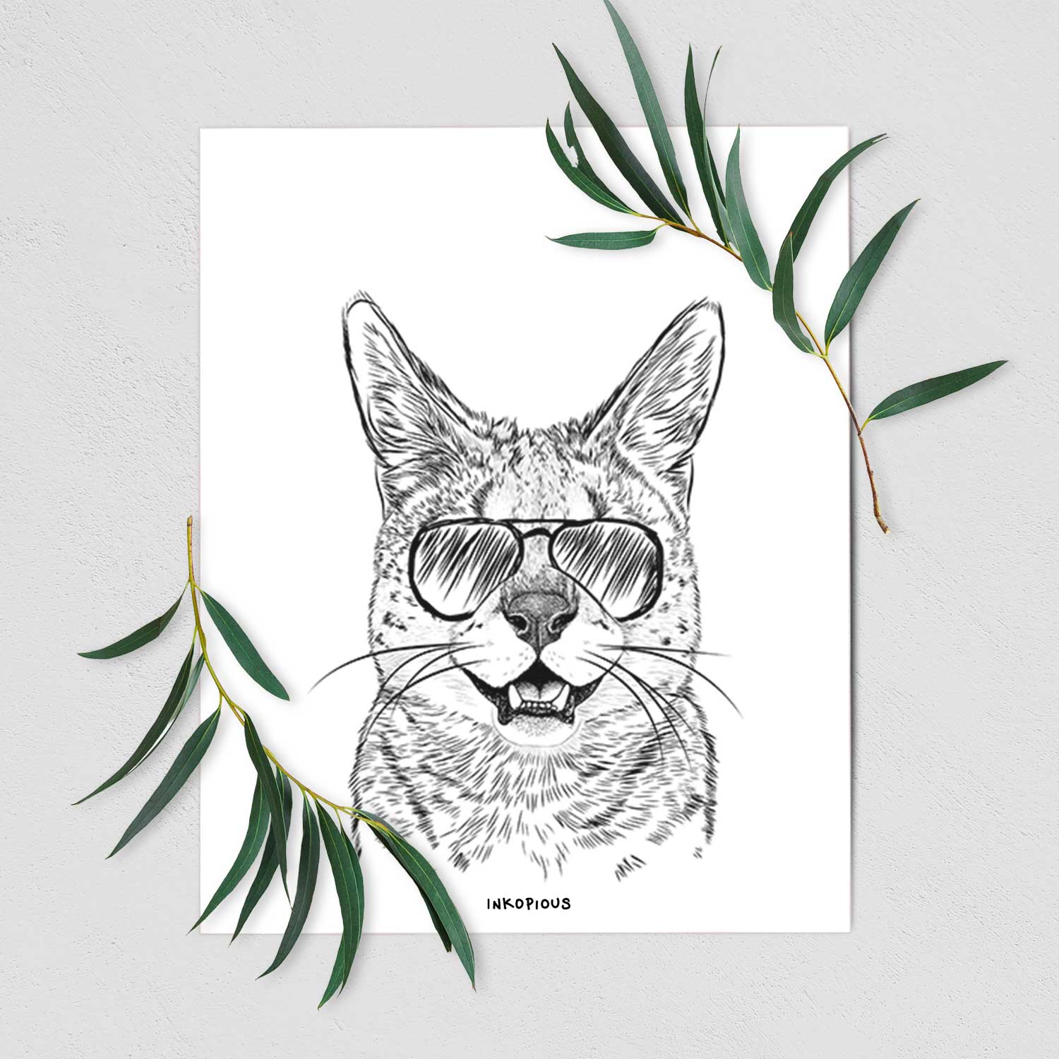 Lucky the Serval Cat Art Print