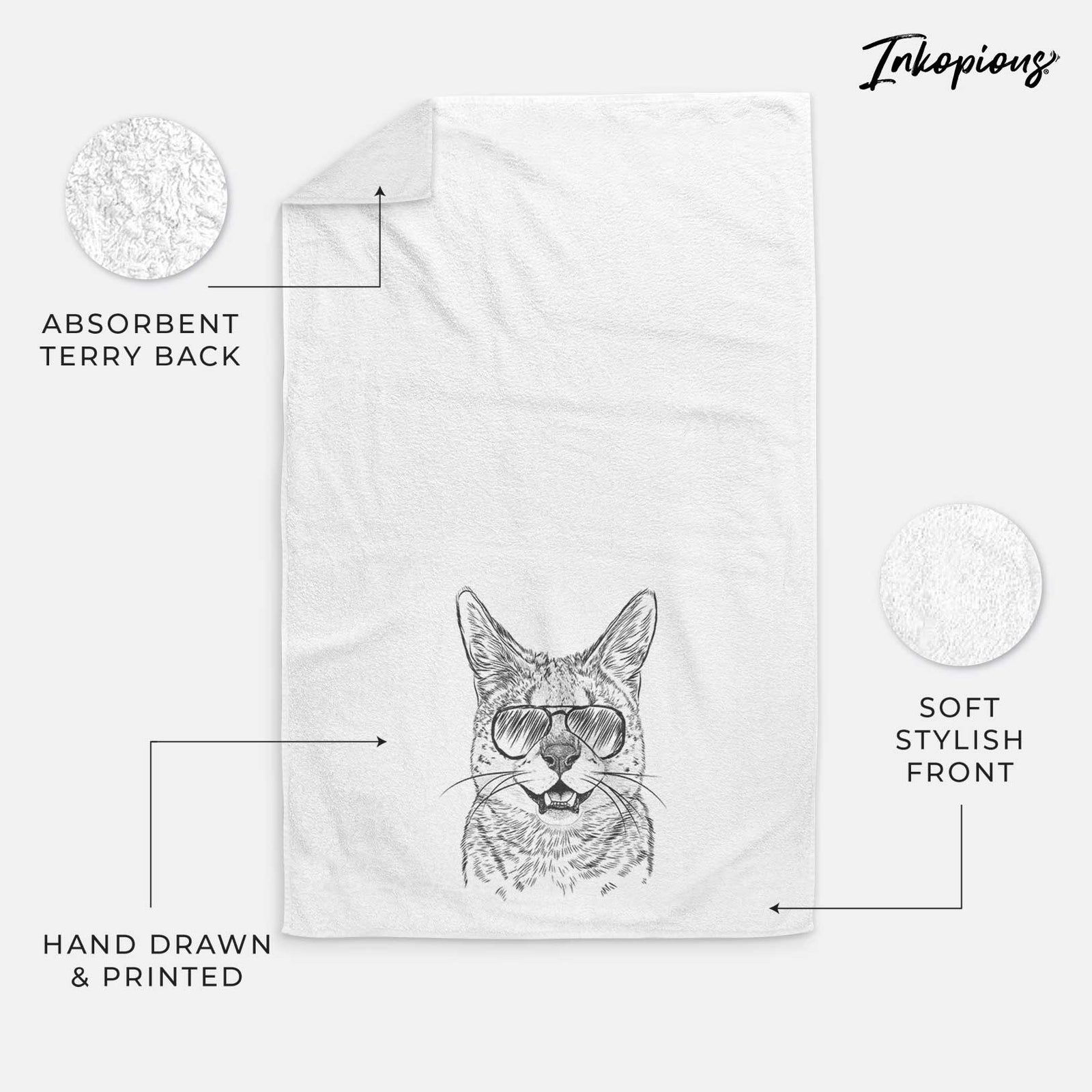 Lucky the Serval Cat Decorative Hand Towel