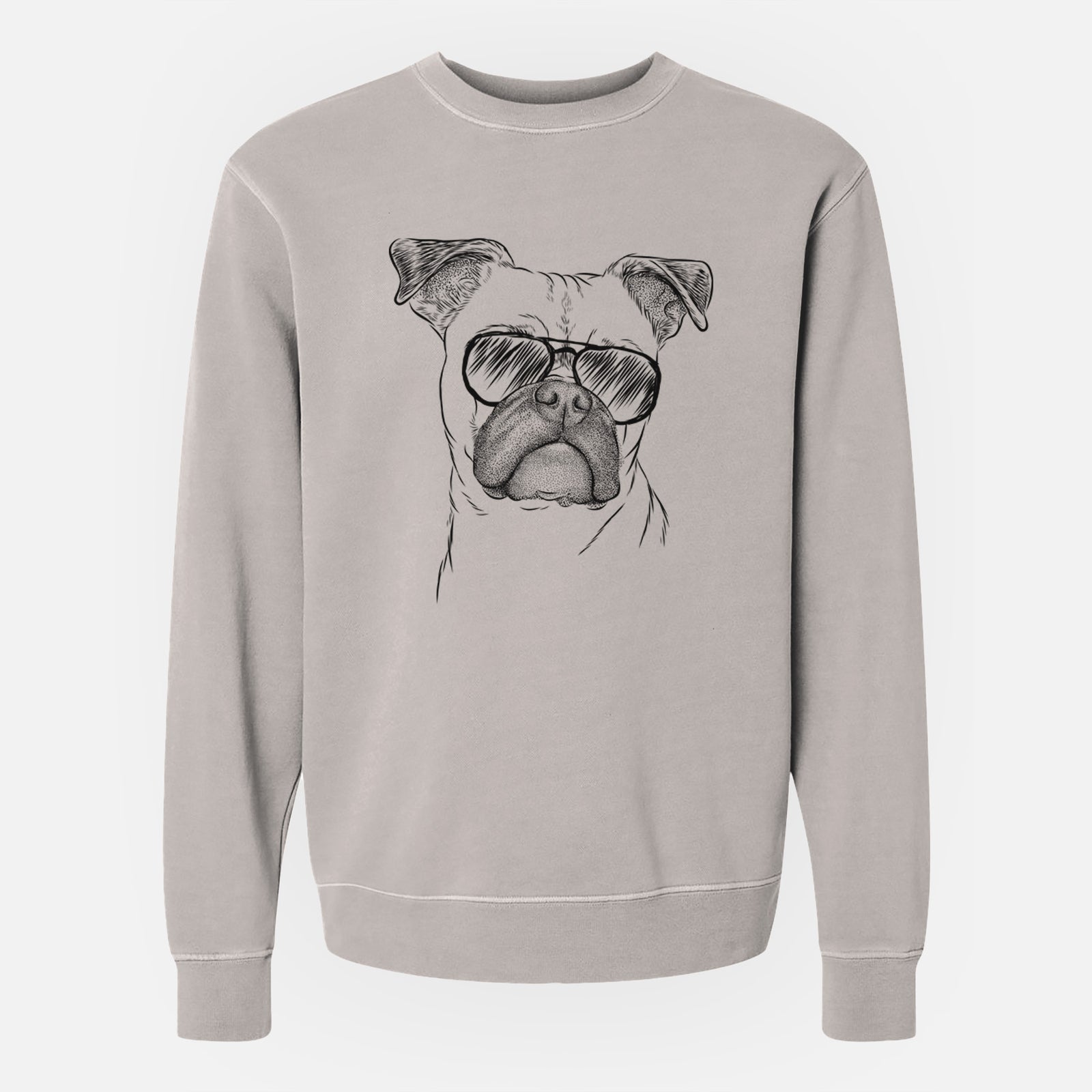 Aviator Mack the Bugg (Boston Terrier/Pug) - Unisex Pigment Dyed Crew Sweatshirt