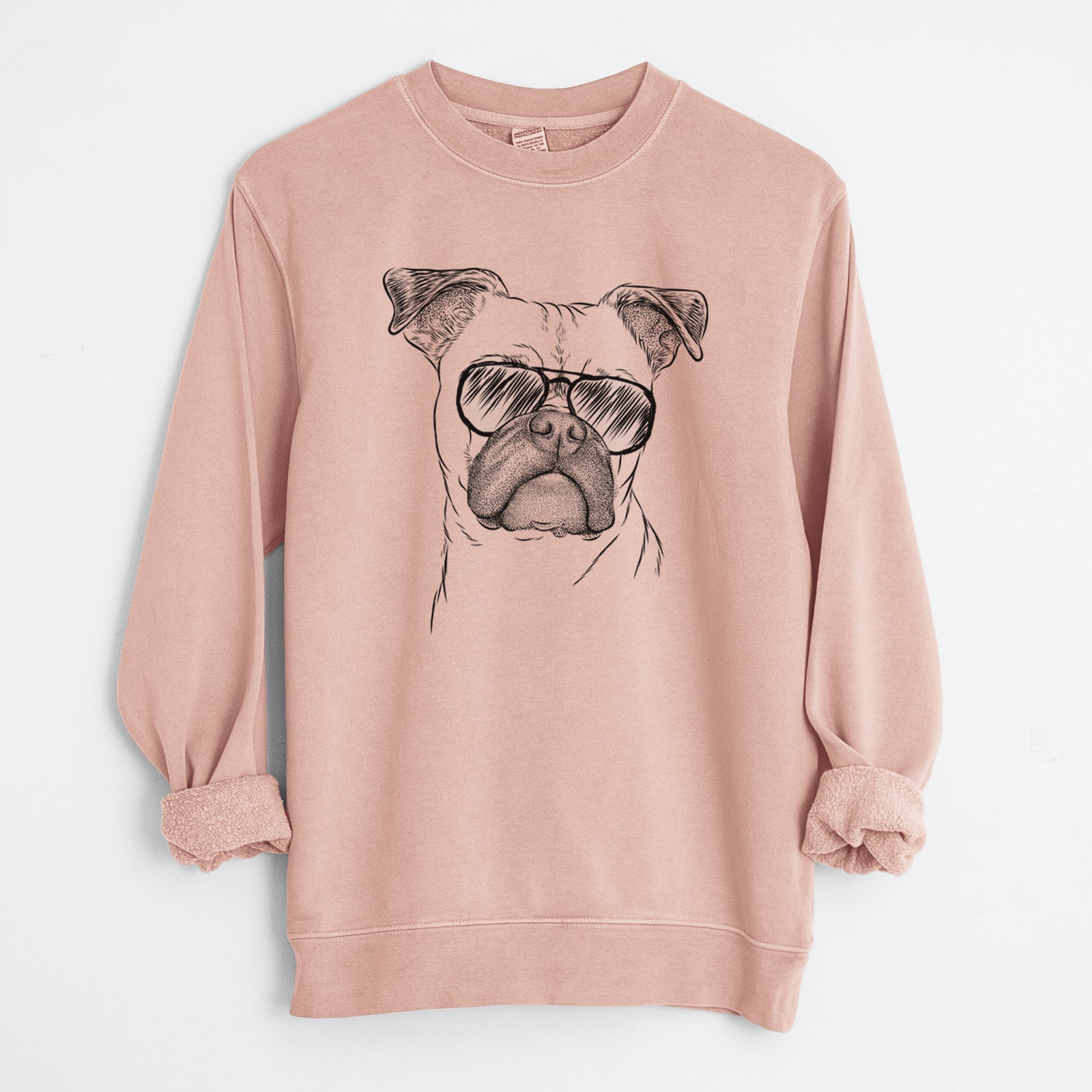 Aviator Mack the Bugg (Boston Terrier/Pug) - Unisex Pigment Dyed Crew Sweatshirt
