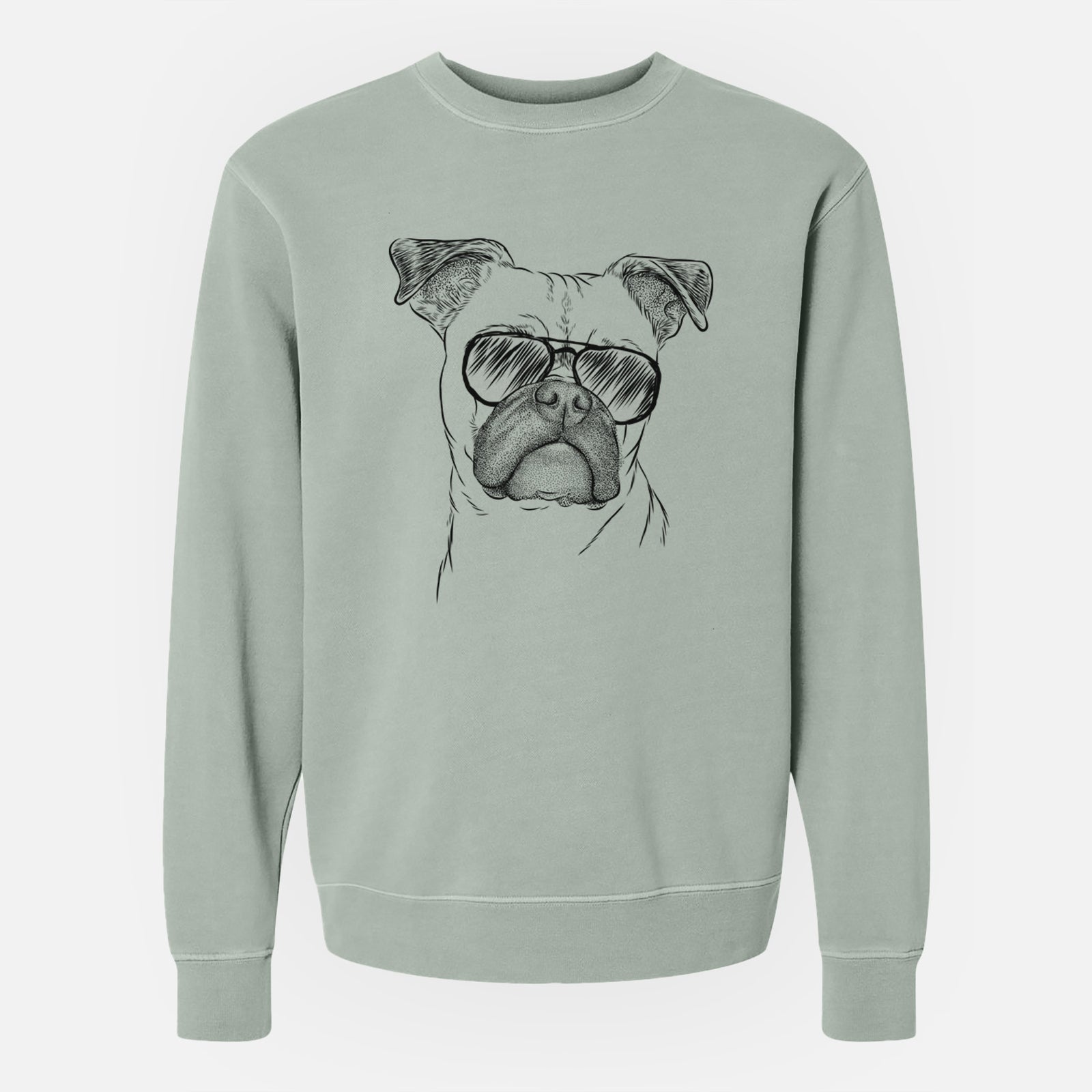 Aviator Mack the Bugg (Boston Terrier/Pug) - Unisex Pigment Dyed Crew Sweatshirt