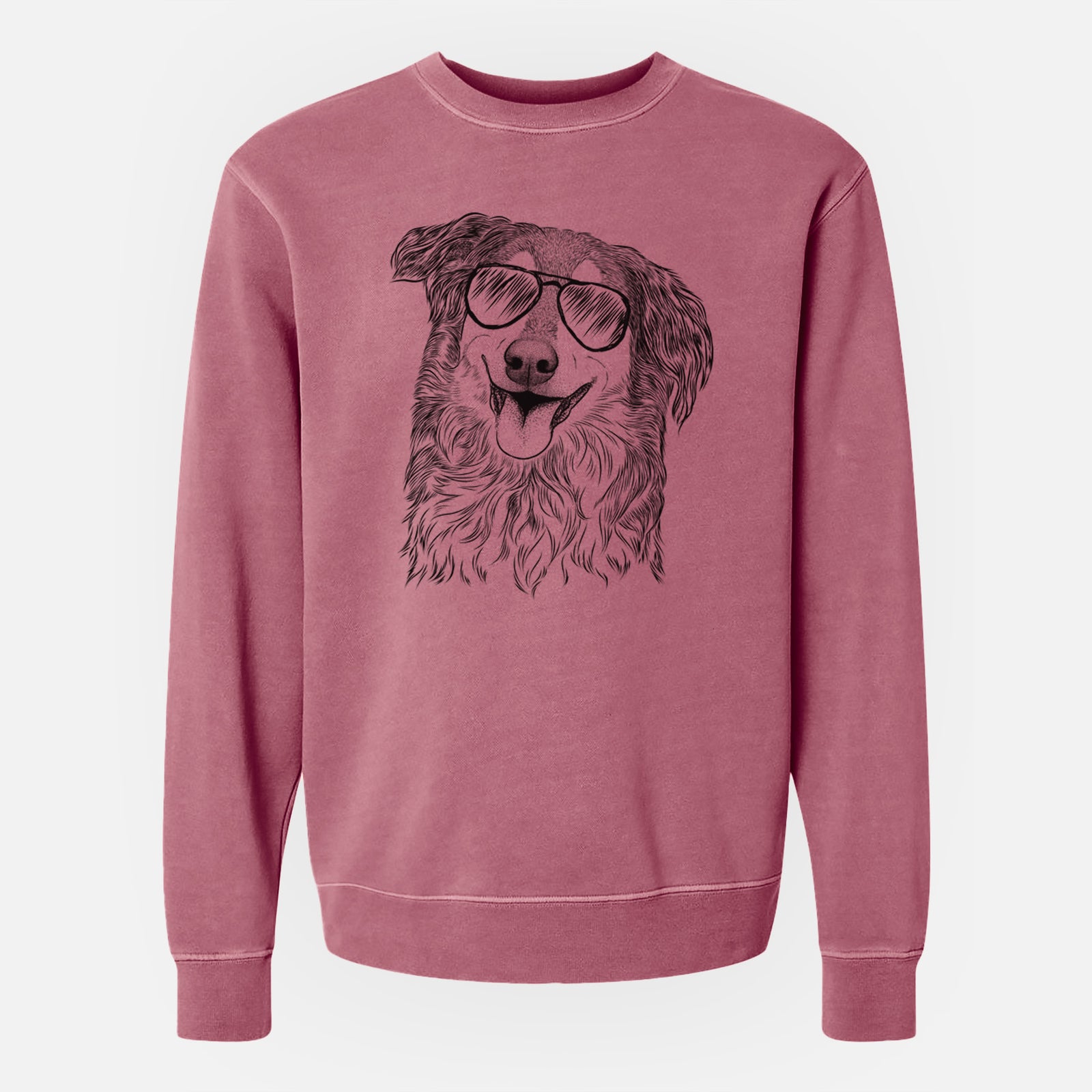 Aviator Maddie the English Shepherd - Unisex Pigment Dyed Crew Sweatshirt