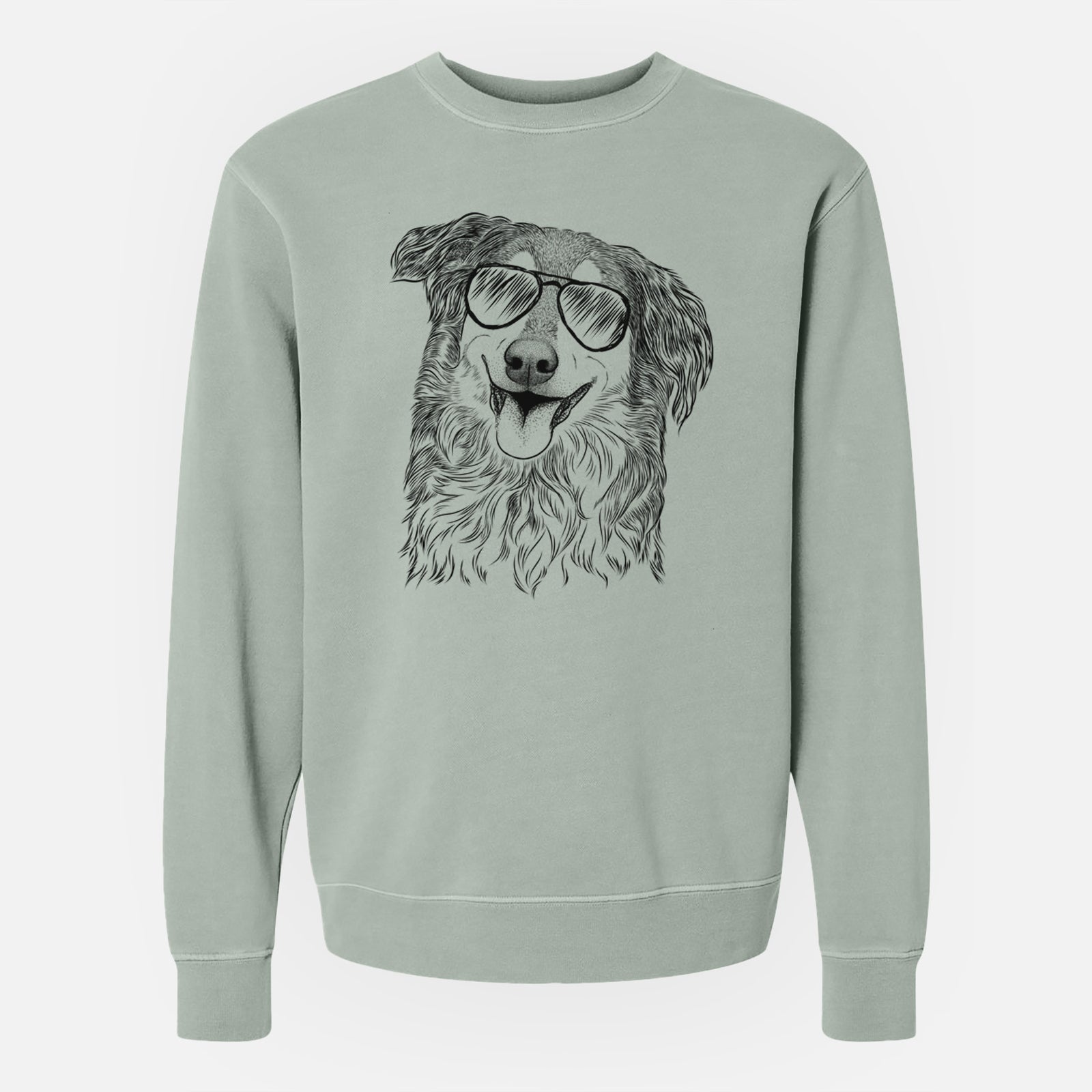 Aviator Maddie the English Shepherd - Unisex Pigment Dyed Crew Sweatshirt