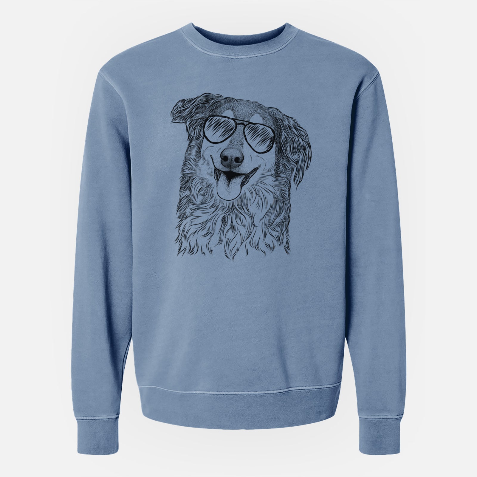 Aviator Maddie the English Shepherd - Unisex Pigment Dyed Crew Sweatshirt