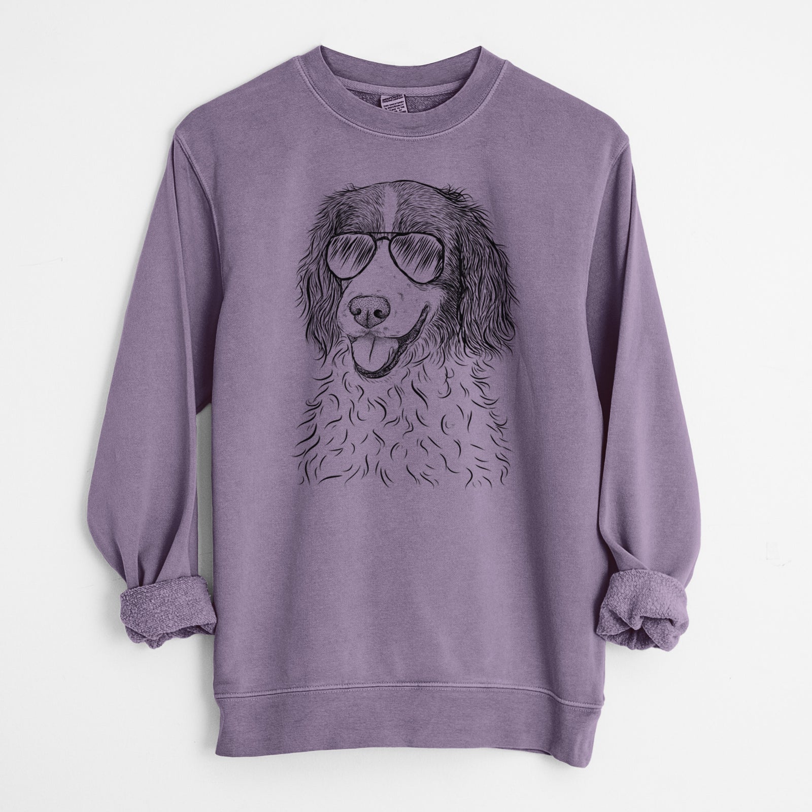 Aviator Maggie the Springer Spaniel - Unisex Pigment Dyed Crew Sweatshirt
