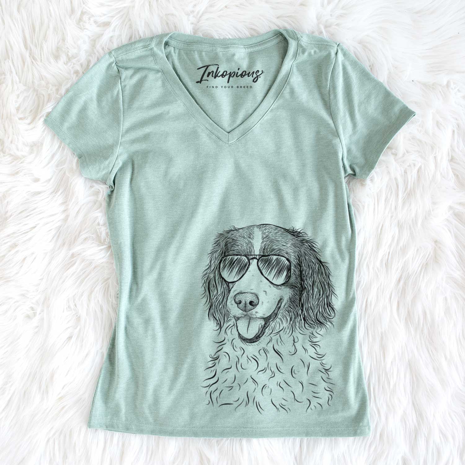 Aviator Maggie the Springer Spaniel - Women's V-neck Shirt