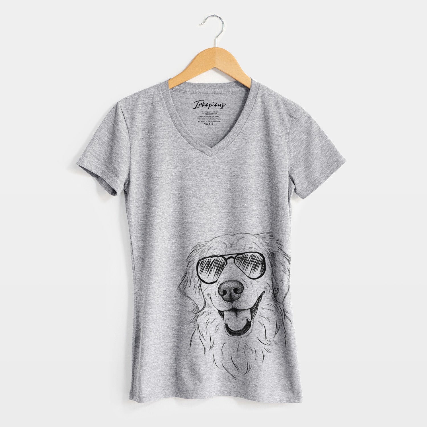 Aviator Maple the Golden Retriever - Women's V-neck Shirt