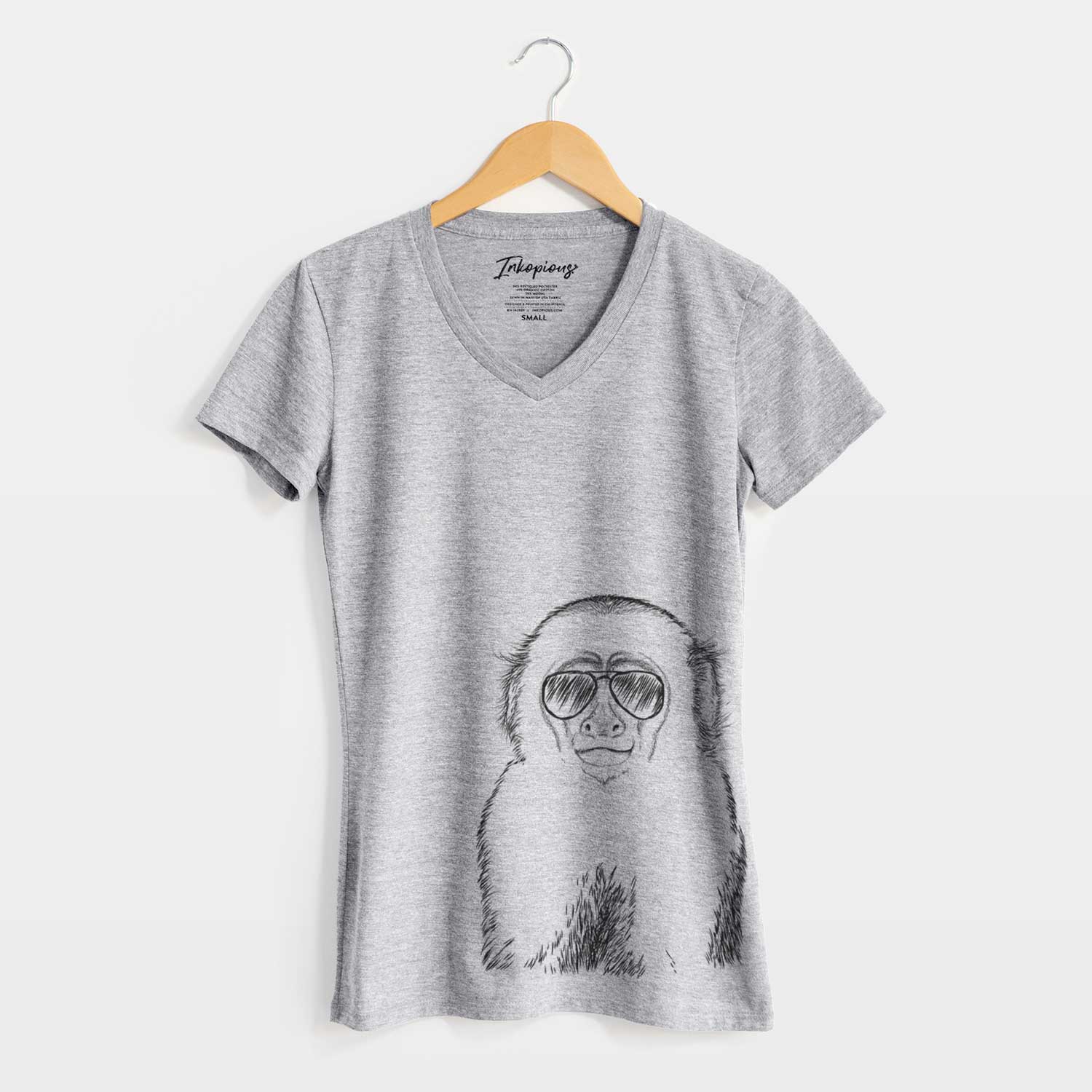 Aviator Marcel the Capuchin Monkey - Women's V-neck Shirt
