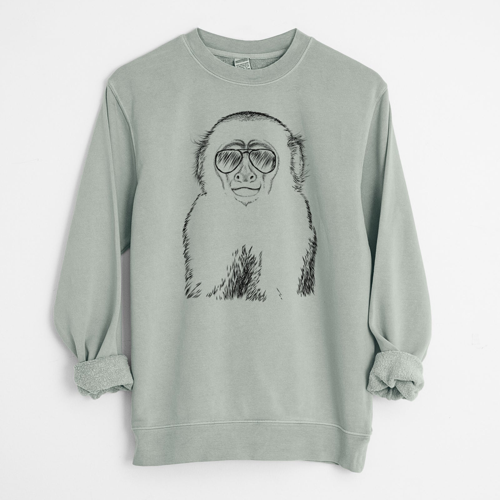 Aviator Marcel the Capuchin Monkey - Unisex Pigment Dyed Crew Sweatshirt