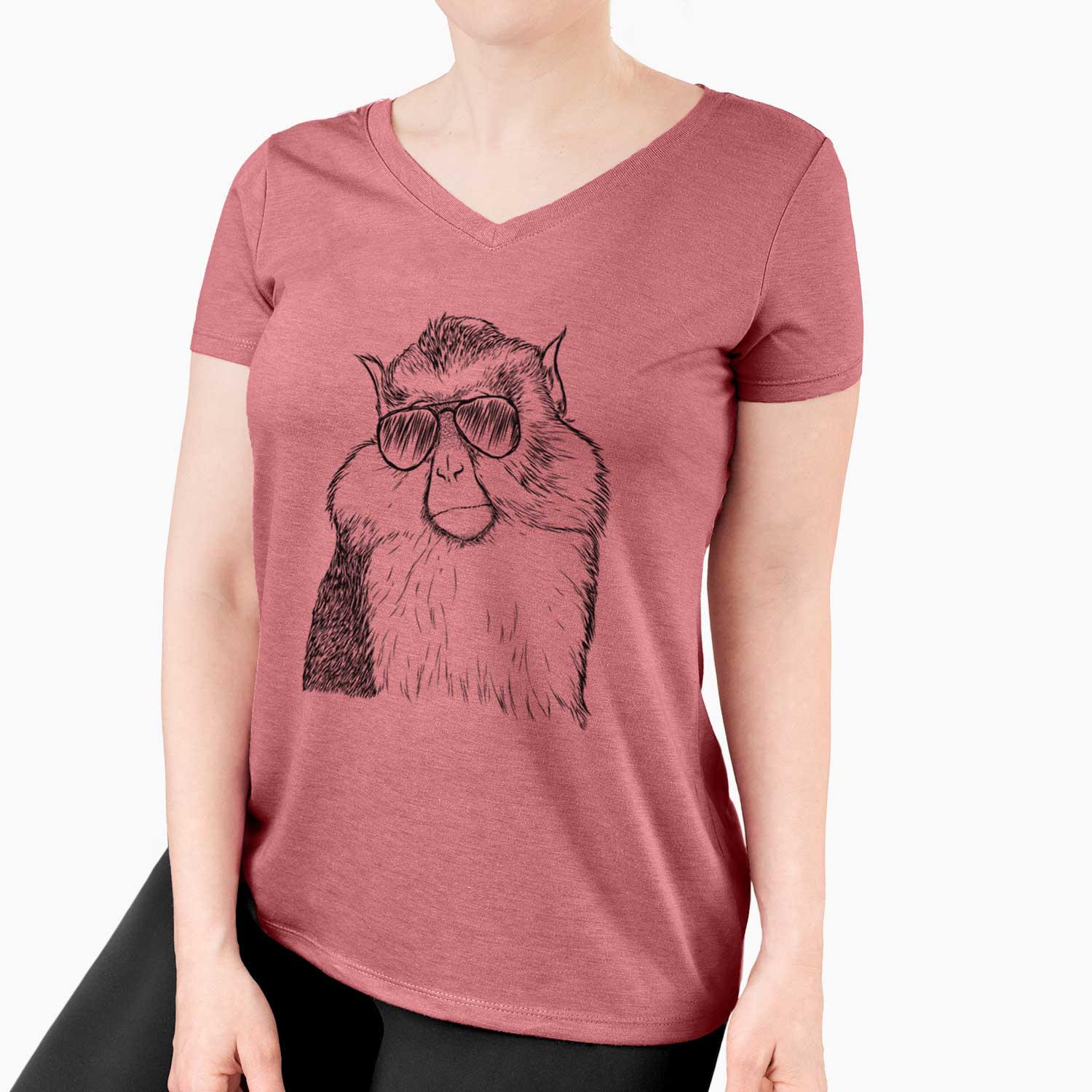 Aviator Matata the Mona Monkey - Women's V-neck Shirt