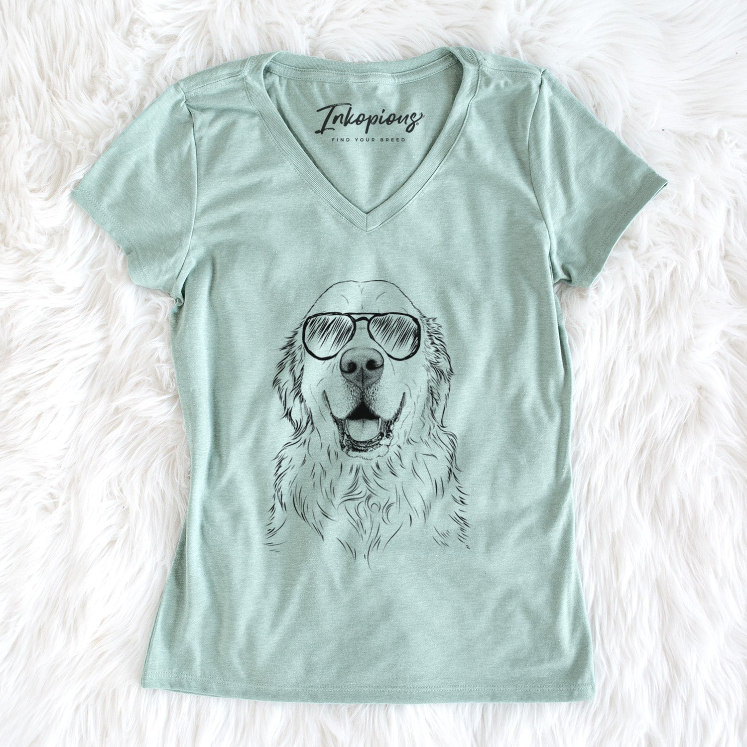 Aviator Maximus the Golden Retriever - Women's V-neck Shirt