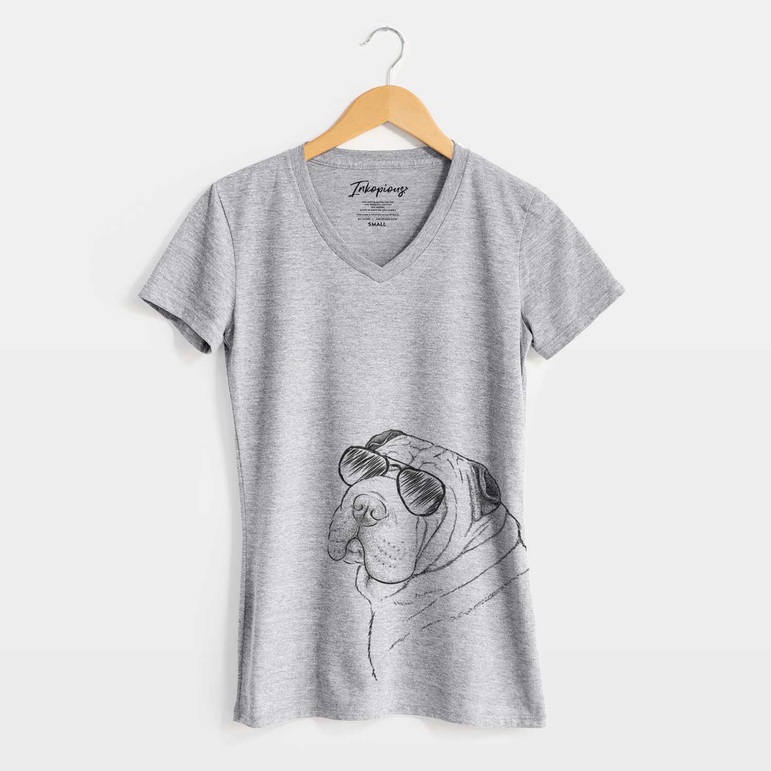 Aviator Maximus the Shar Pei - Women's V-neck Shirt