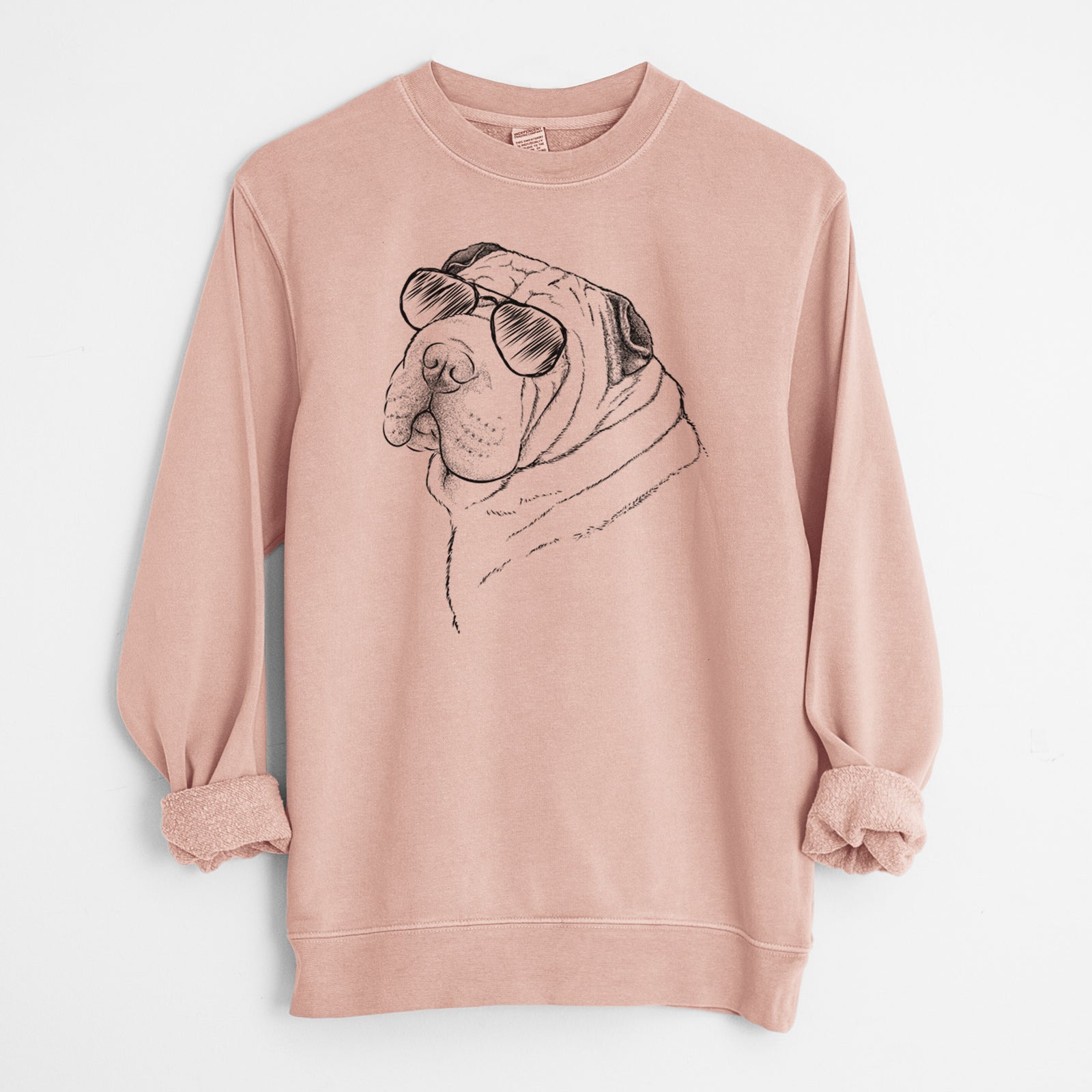 Aviator Maximus the Shar Pei - Unisex Pigment Dyed Crew Sweatshirt