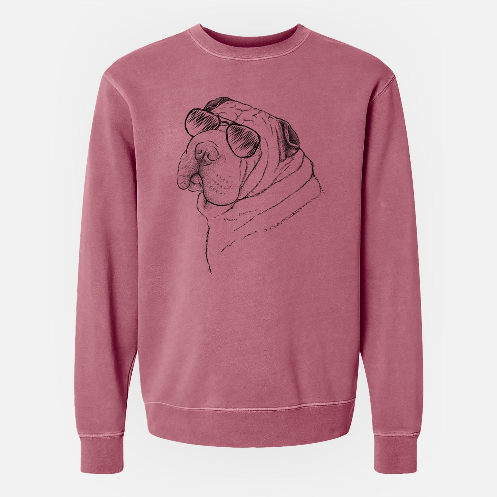 Aviator Maximus the Shar Pei - Unisex Pigment Dyed Crew Sweatshirt