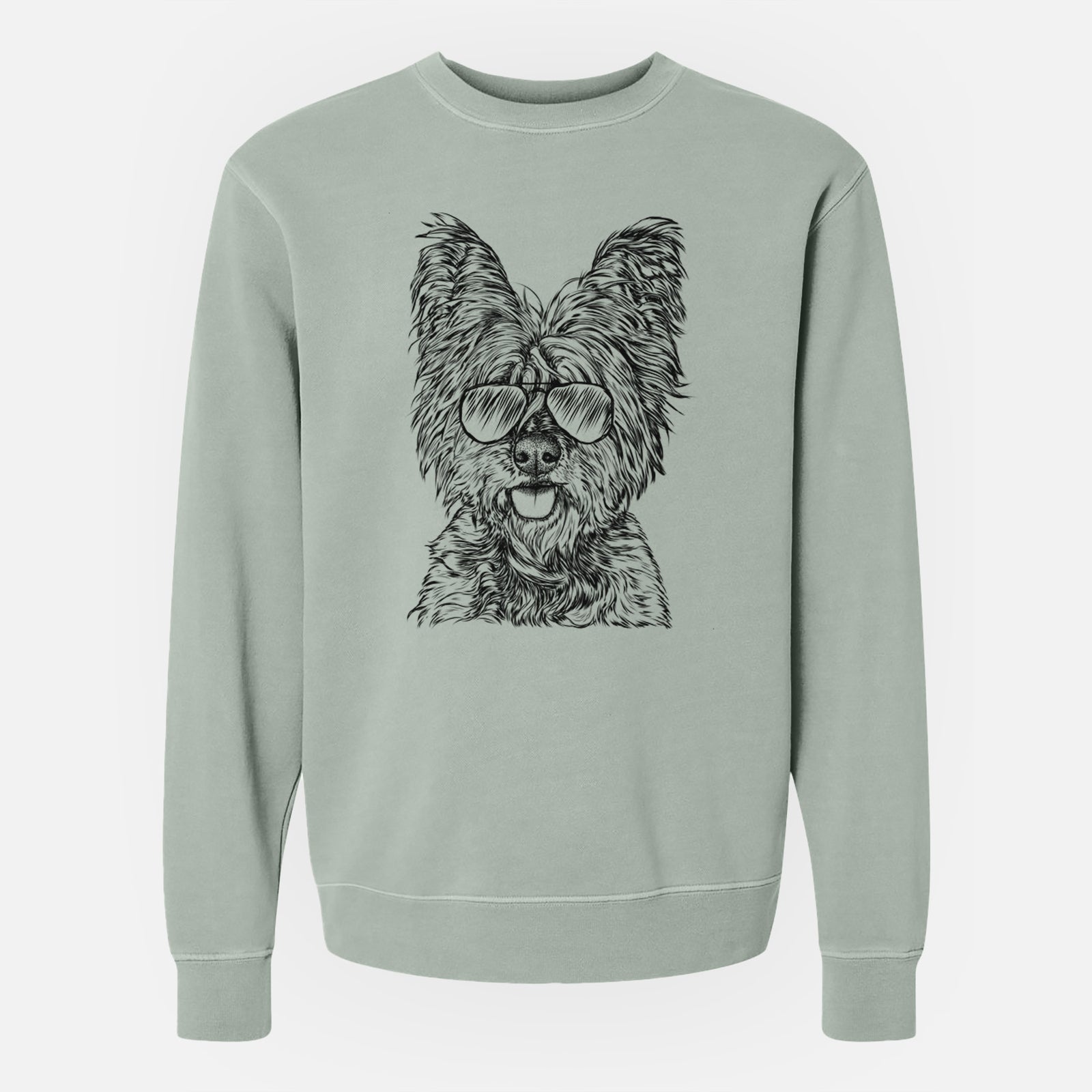 Aviator McDuff the Cairn Terrier - Unisex Pigment Dyed Crew Sweatshirt