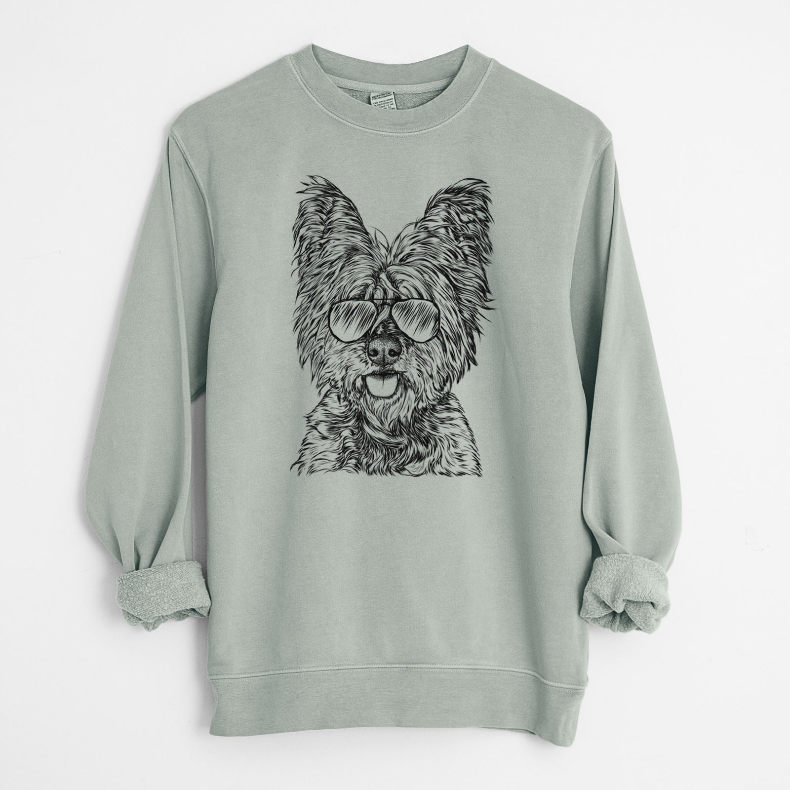 Aviator McDuff the Cairn Terrier - Unisex Pigment Dyed Crew Sweatshirt