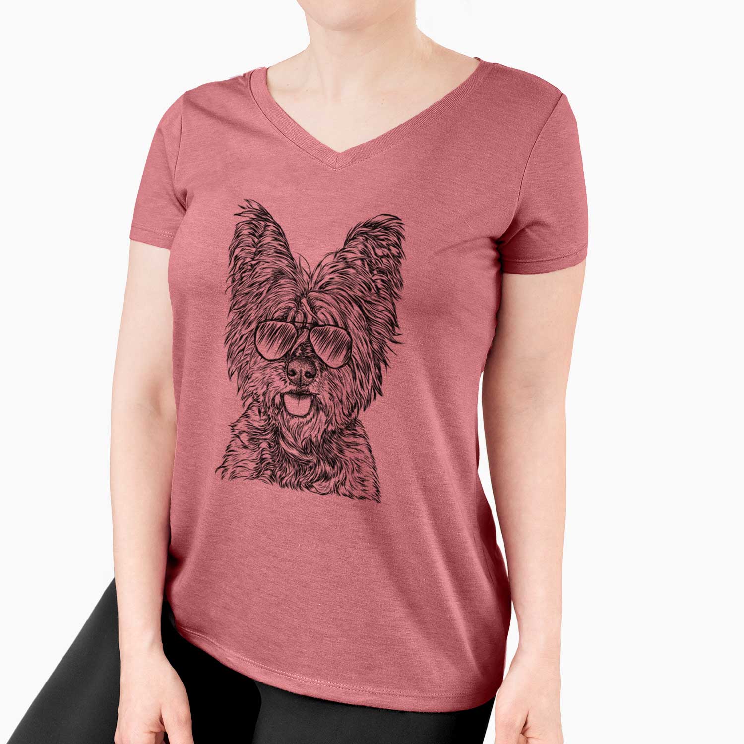 Aviator McDuff the Cairn Terrier - Women's V-neck Shirt