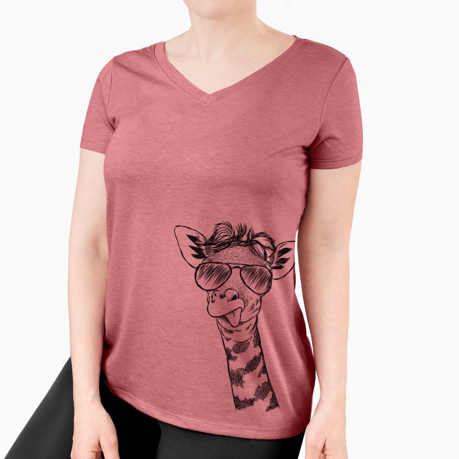 Aviator Mel the Baby Giraffe - Women's V-neck Shirt