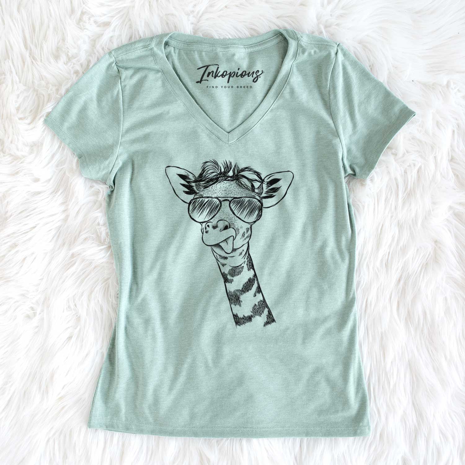 Aviator Mel the Baby Giraffe - Women's V-neck Shirt