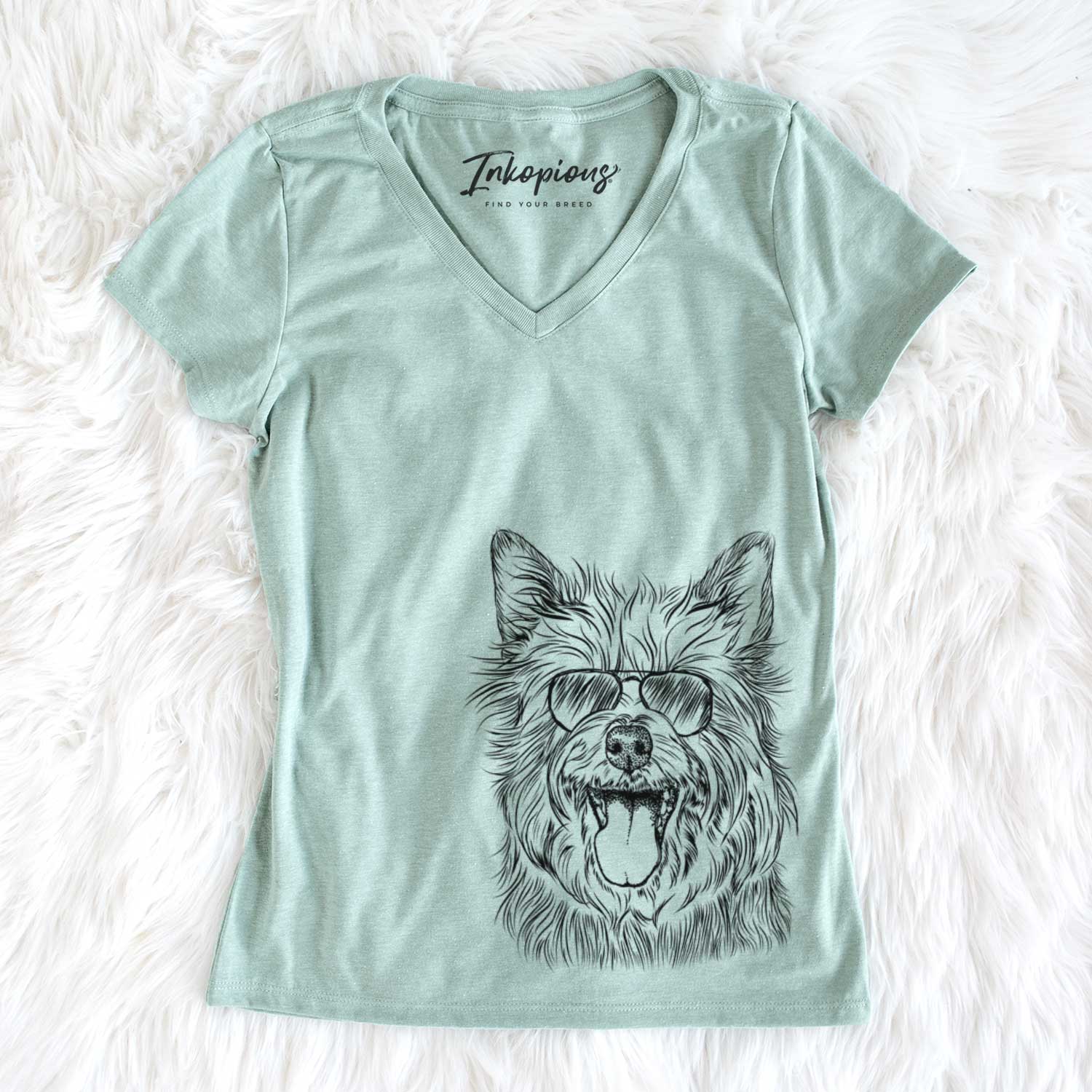 Aviator Middy the Australian Terrier - Women's V-neck Shirt