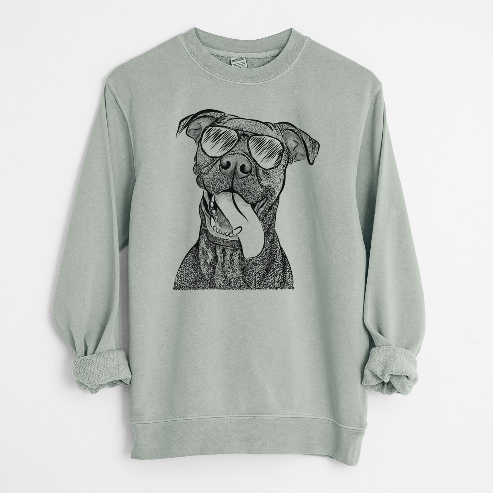 Aviator Mikey the Boxador - Unisex Pigment Dyed Crew Sweatshirt