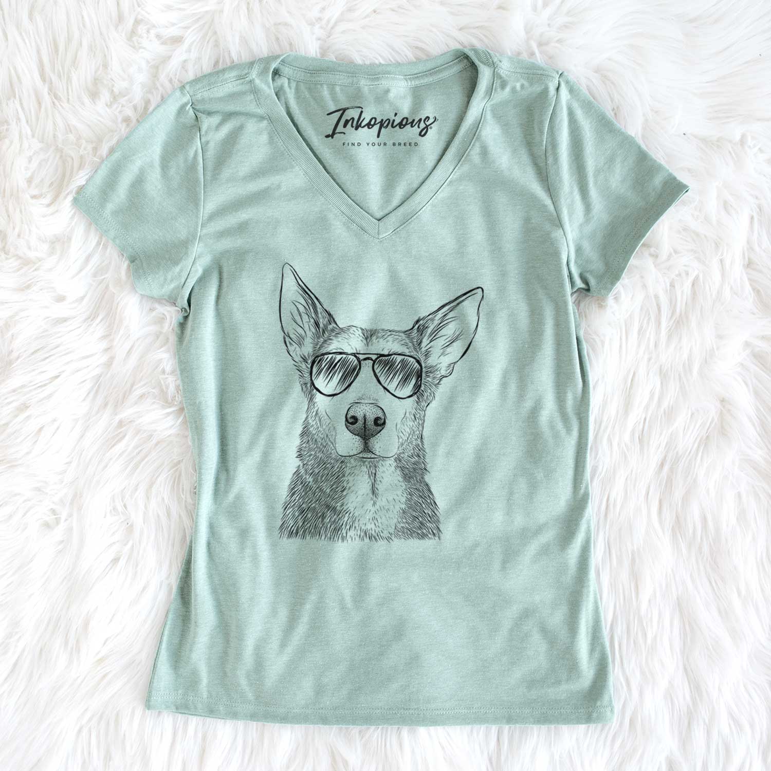Aviator Misty the German Shepherd Mix - Women's V-neck Shirt