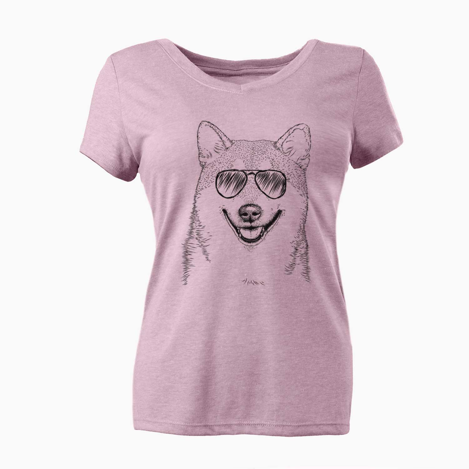 Aviator Mitsu the Shiba Inu - Women's V-neck Shirt